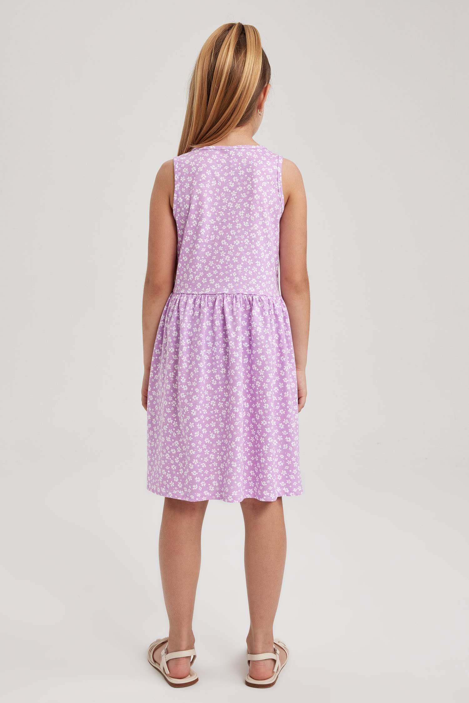 Girl Patterned Cotton Sleeveless Dress