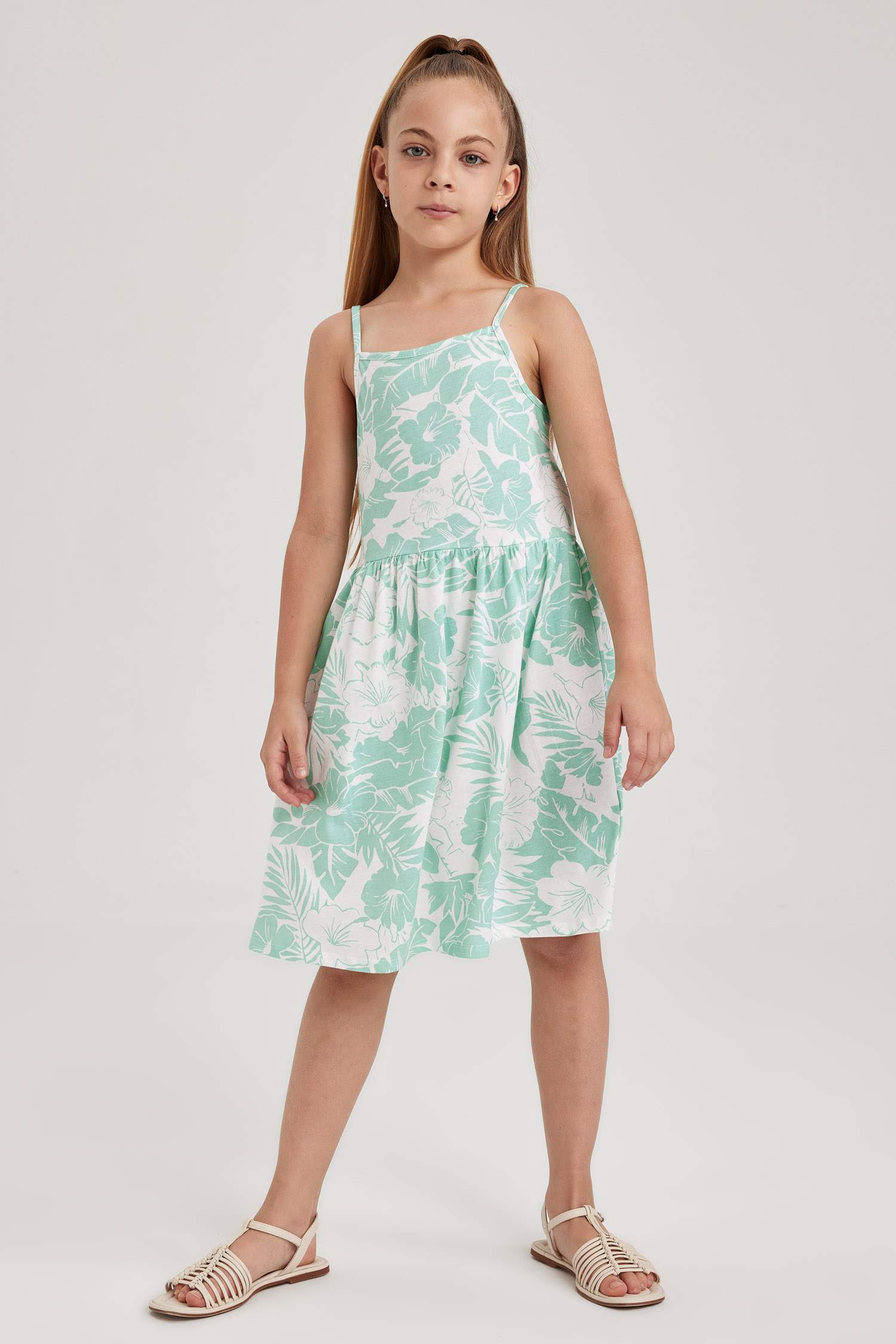 فستان بناتي قطن فلورال قصة عادية