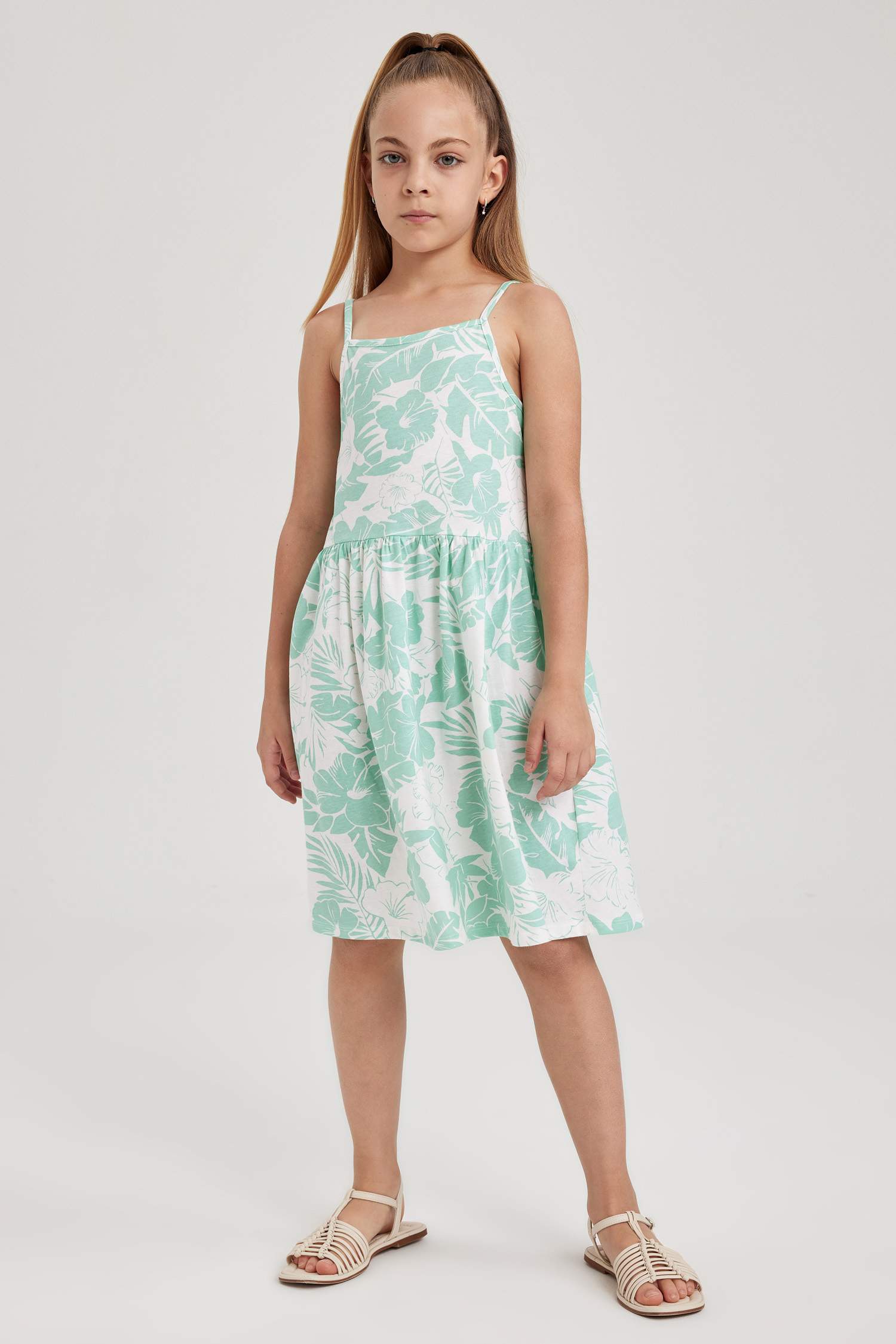 فستان بناتي قطن فلورال قصة عادية