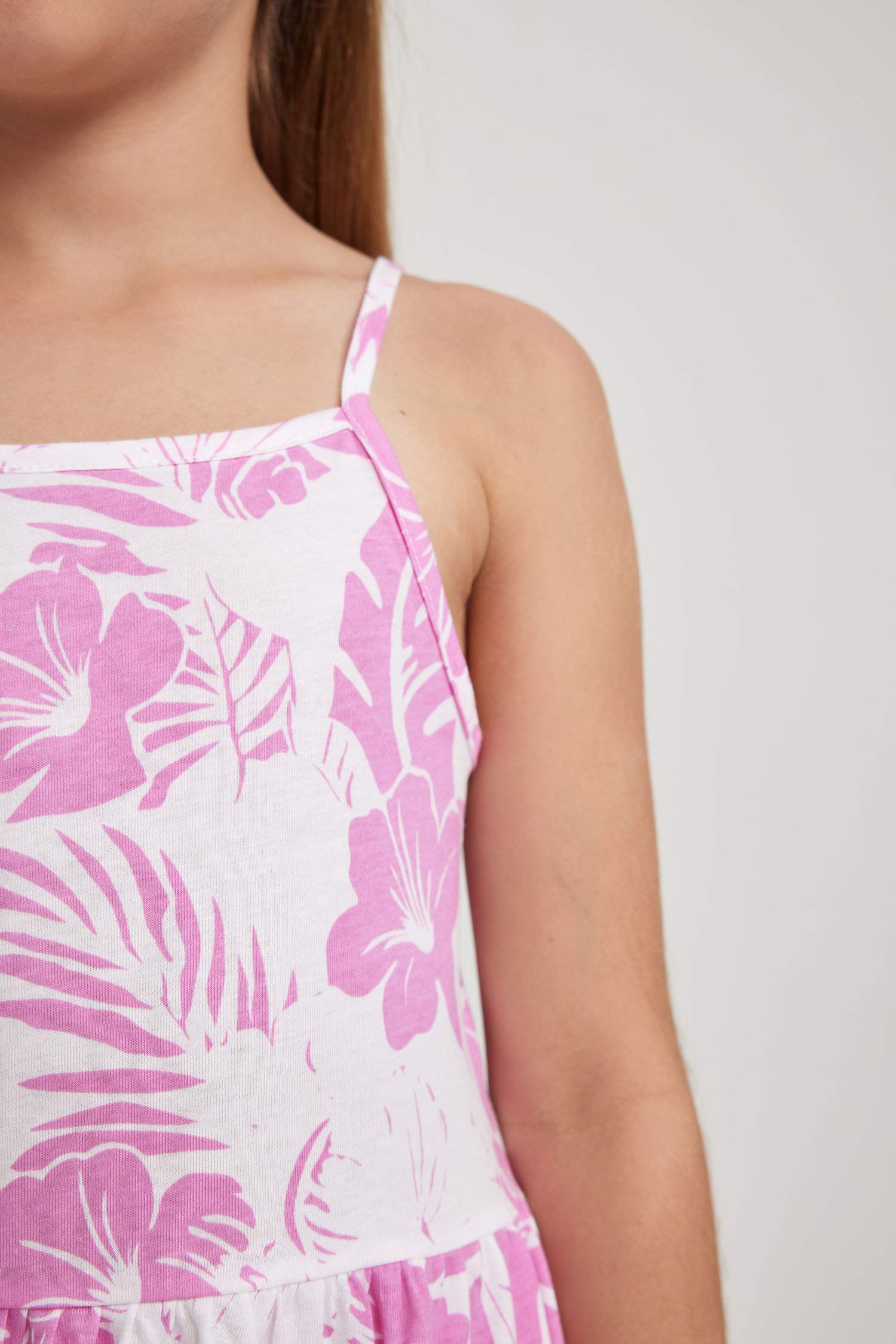 فستان قطن بناتي قصة عادية منقوش