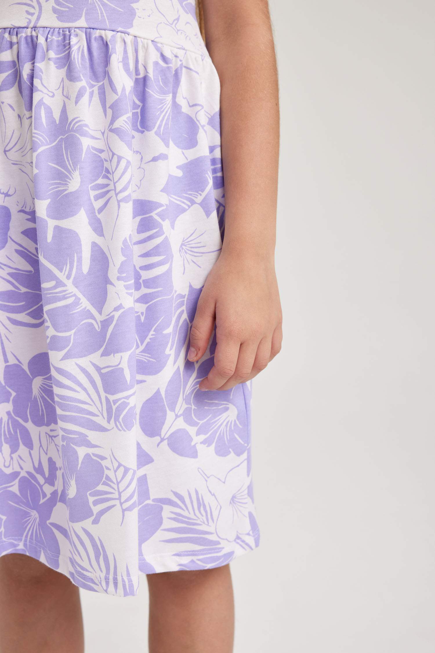 فستان قطن بناتي قصة عادية منقوش