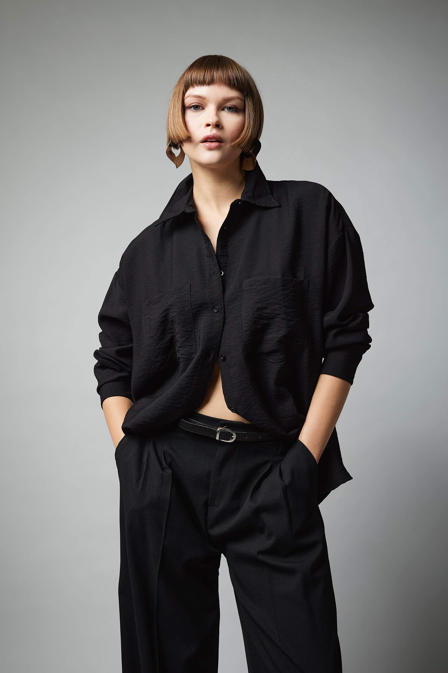 үлкен пішім Ұзын жеңді көйлек