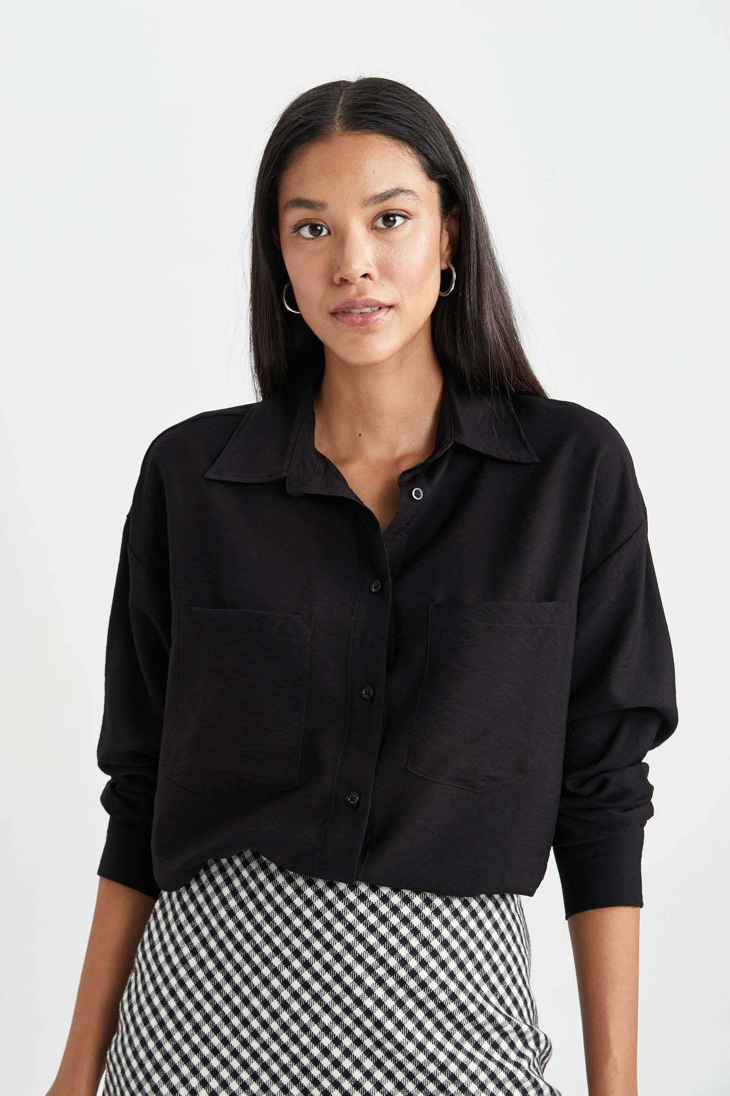 үлкен пішім Ұзын жеңді көйлек