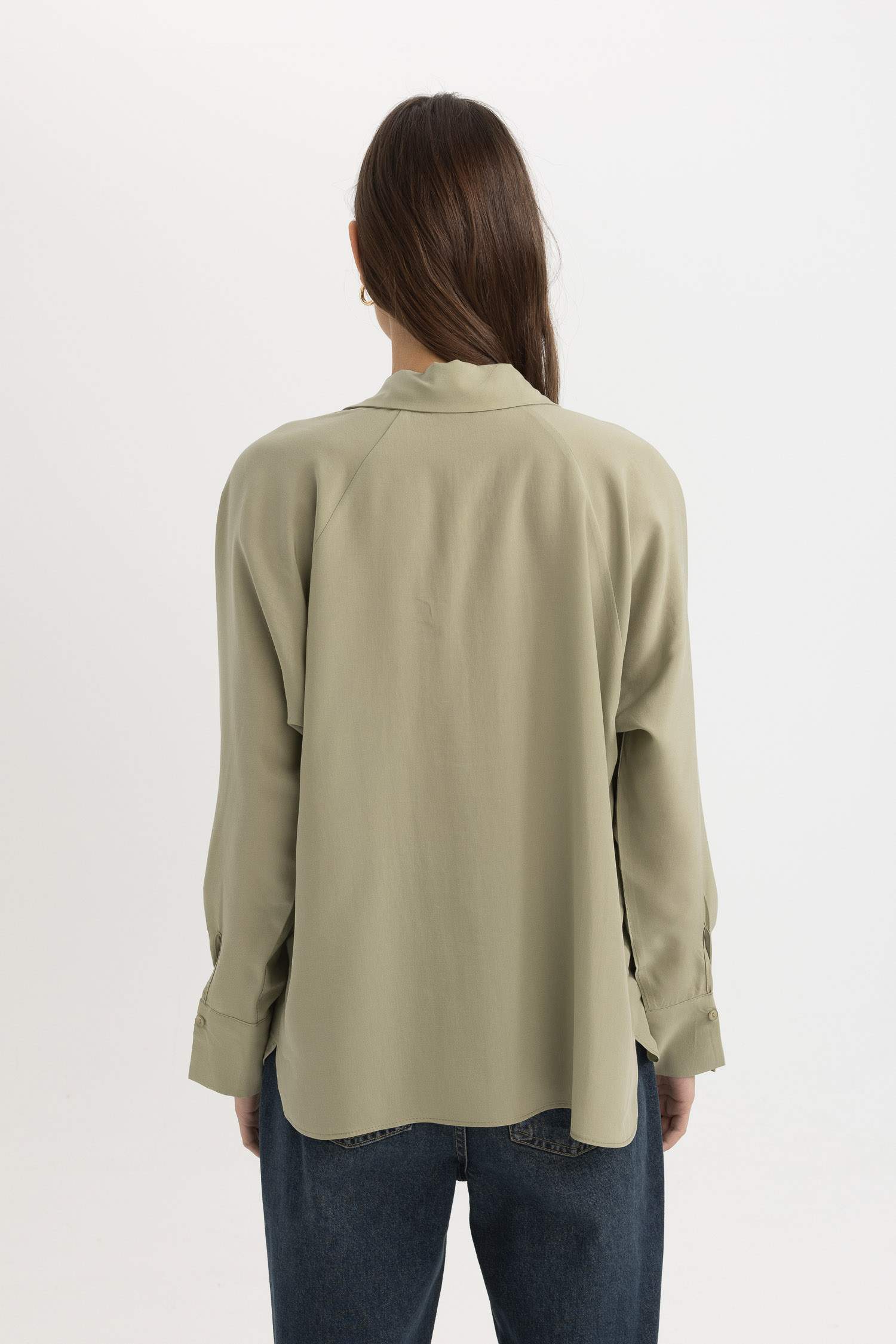 Loose Fit Tensel Uzun Kollu Gömlek