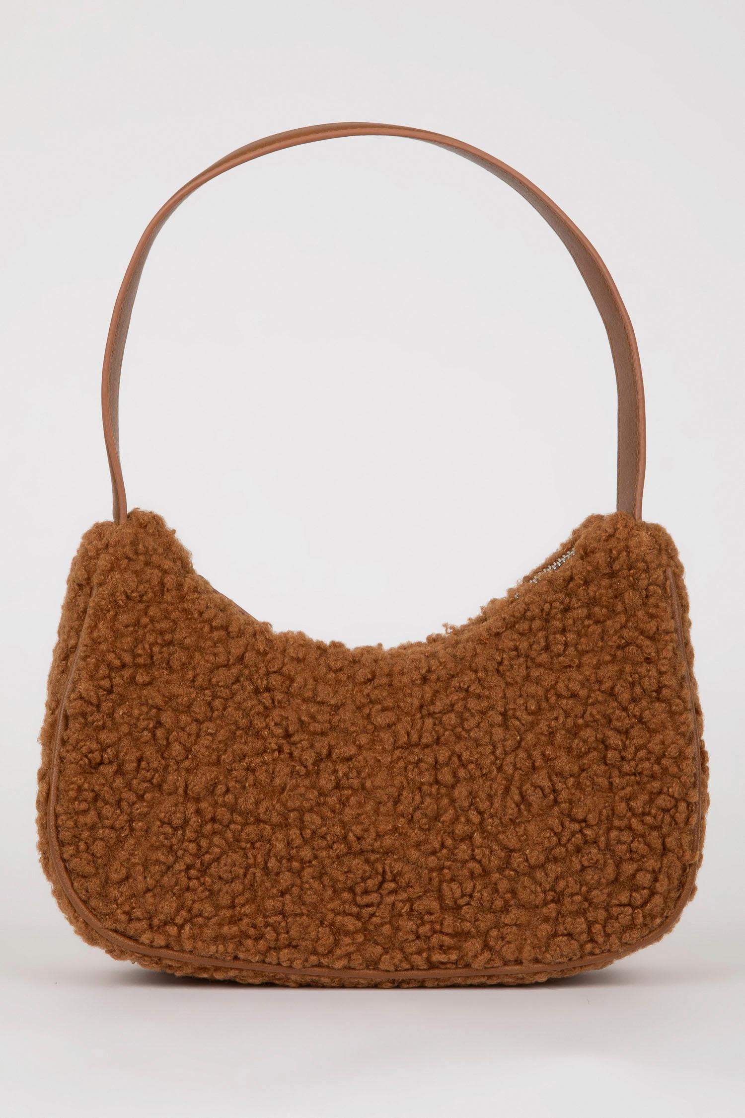 Kadın Basic Düz Pelüş El Çantası