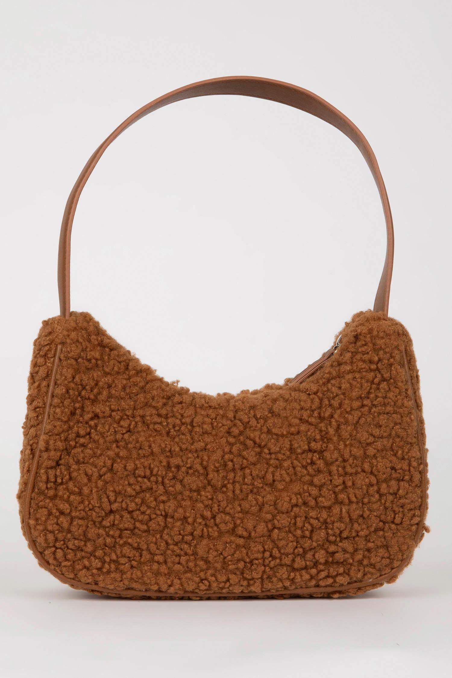 Kadın Basic Düz Pelüş El Çantası