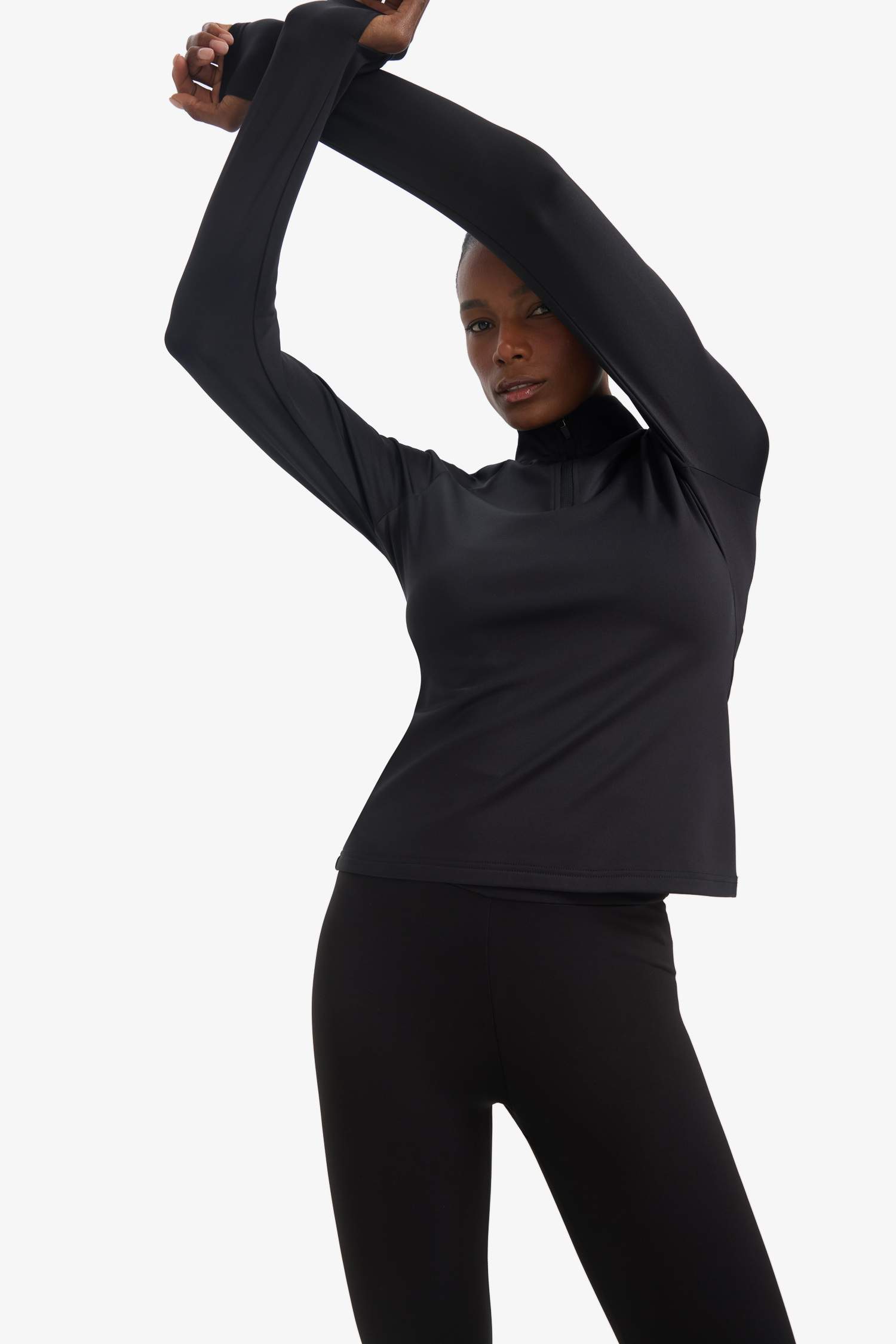 DeFactoFit Standart Fit Dik Yaka Fermuarlı İçi Yumuşak Tüylü Sporcu Uzun Kollu Tişört