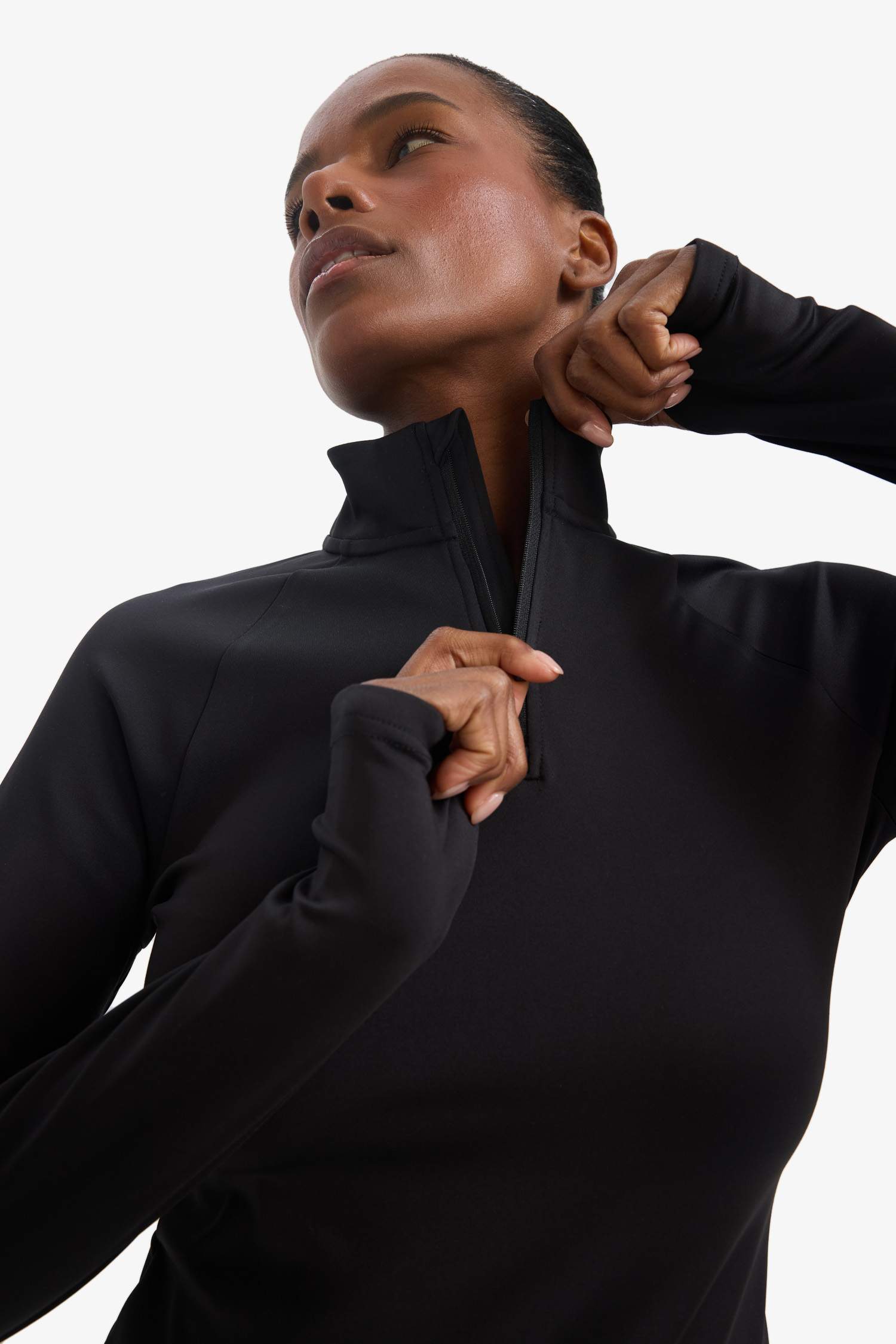 DeFactoFit Standart Fit Dik Yaka Fermuarlı İçi Yumuşak Tüylü Sporcu Uzun Kollu Tişört