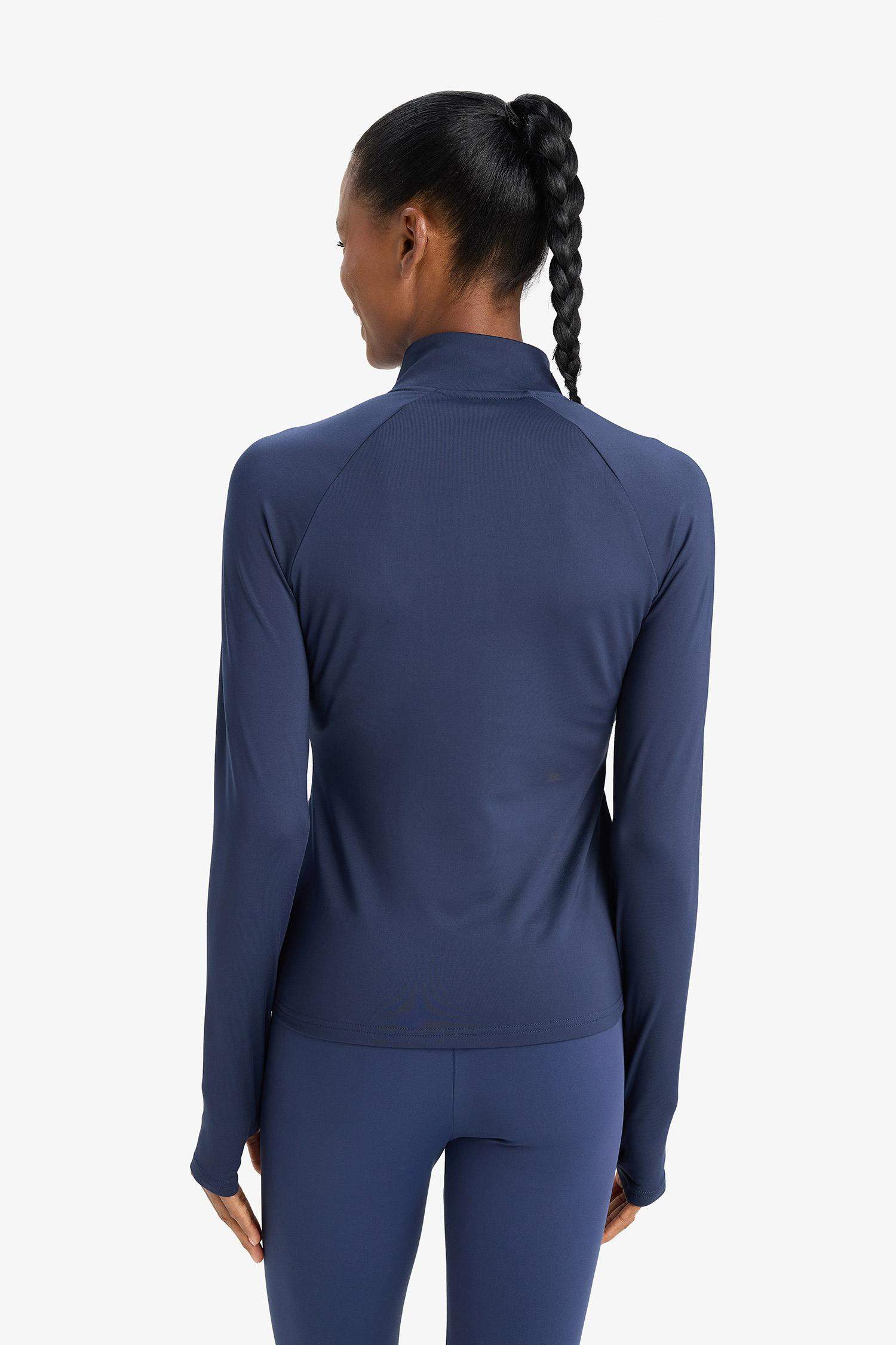 DeFactoFit Standart Fit Dik Yaka Fermuarlı İçi Yumuşak Tüylü Sporcu Uzun Kollu Tişört