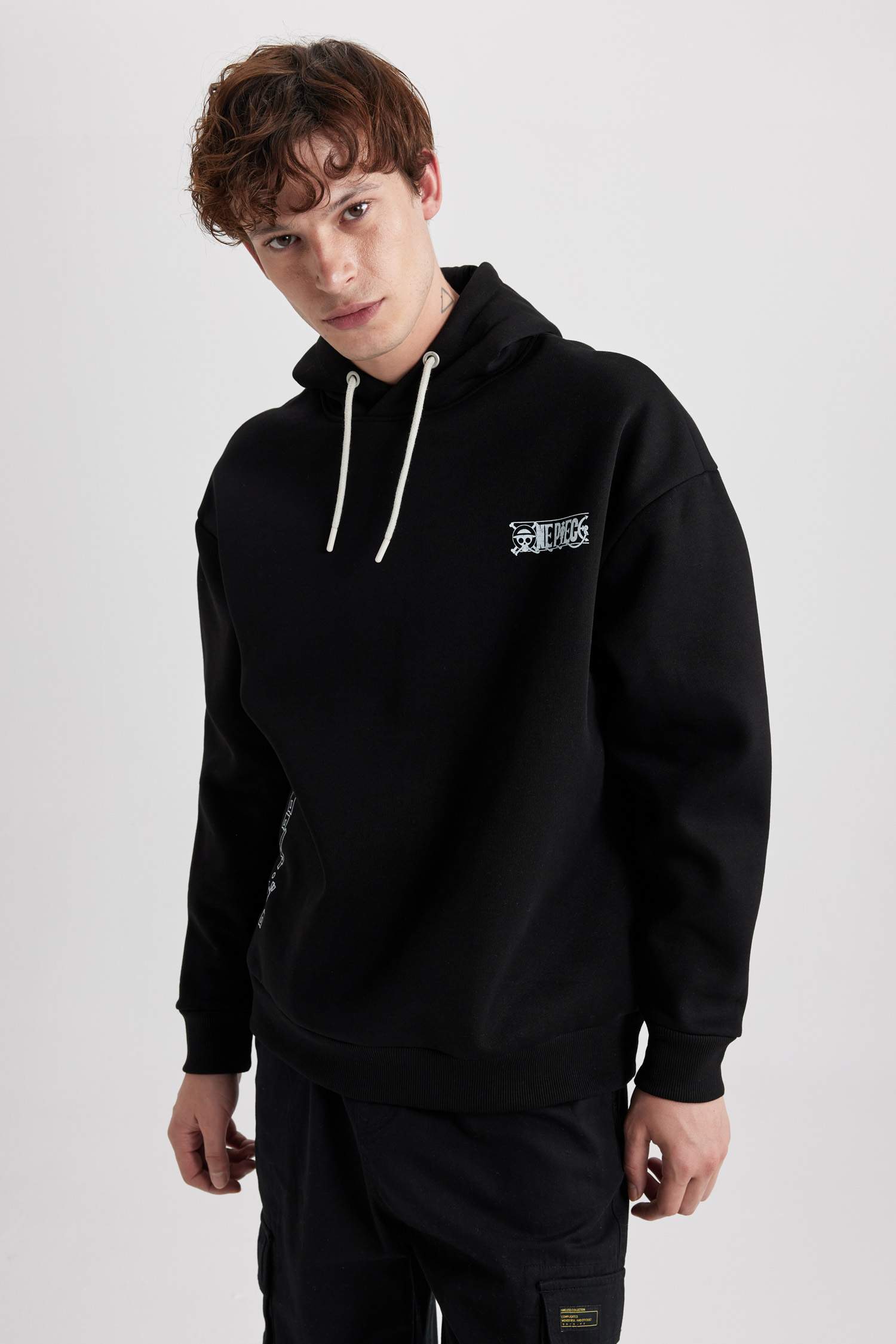 Black MAN Oversize Fit One Piece Printed Long Sleeve Sweatshirt