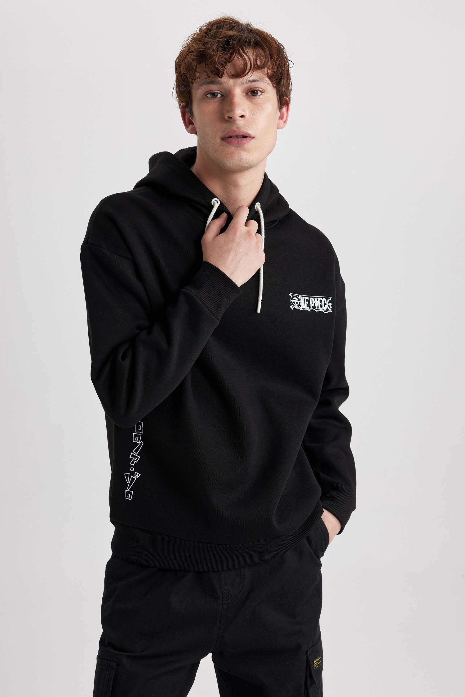 Black MAN Oversize Fit One Piece Printed Long Sleeve Sweatshirt