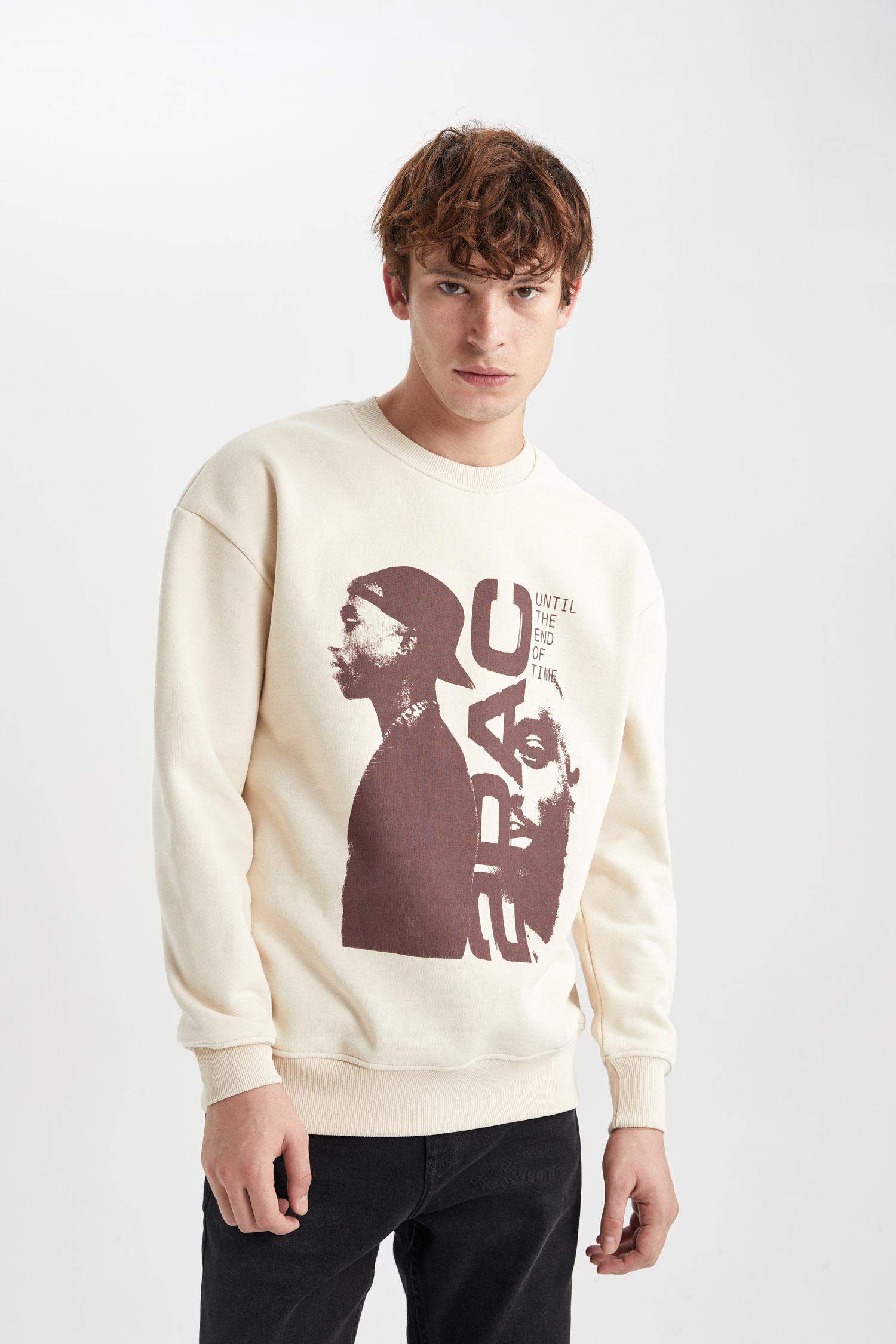 Світшот боксі фіт з круглим вирізом Tupac з принтом для чоловіків