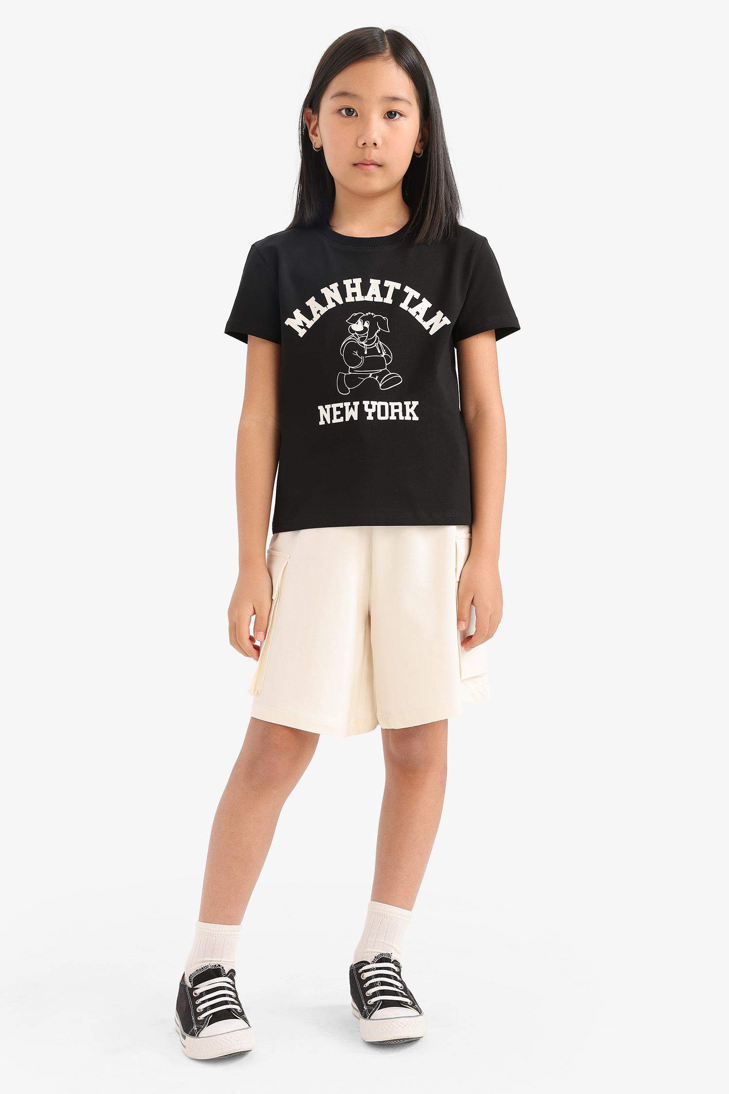 Kız Çocuk Beli Lastikli Kargo Cepli Şort