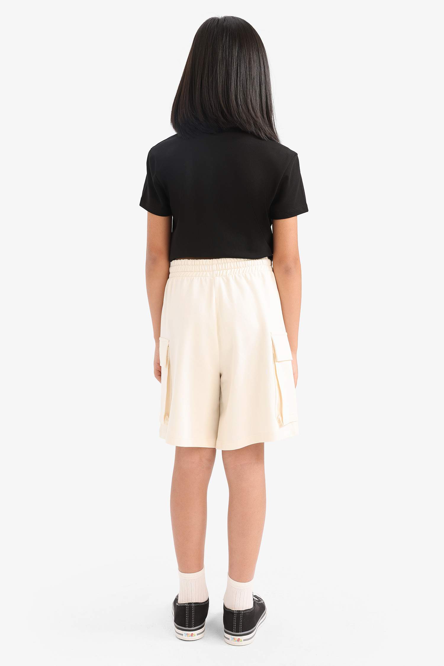 Kız Çocuk Beli Lastikli Kargo Cepli Şort