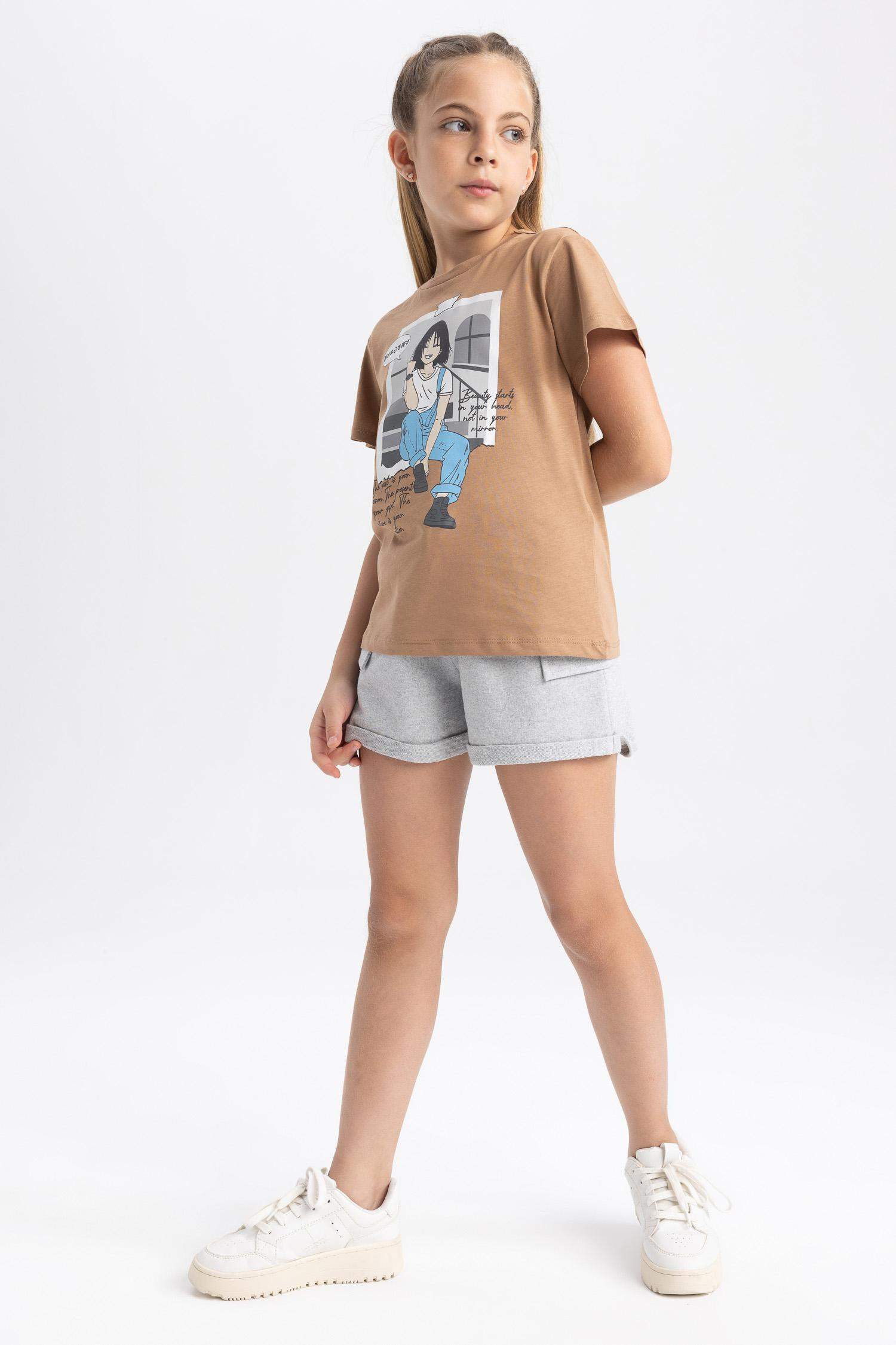 Girl Cargo Fit Sweatshirt Fabric Shorts