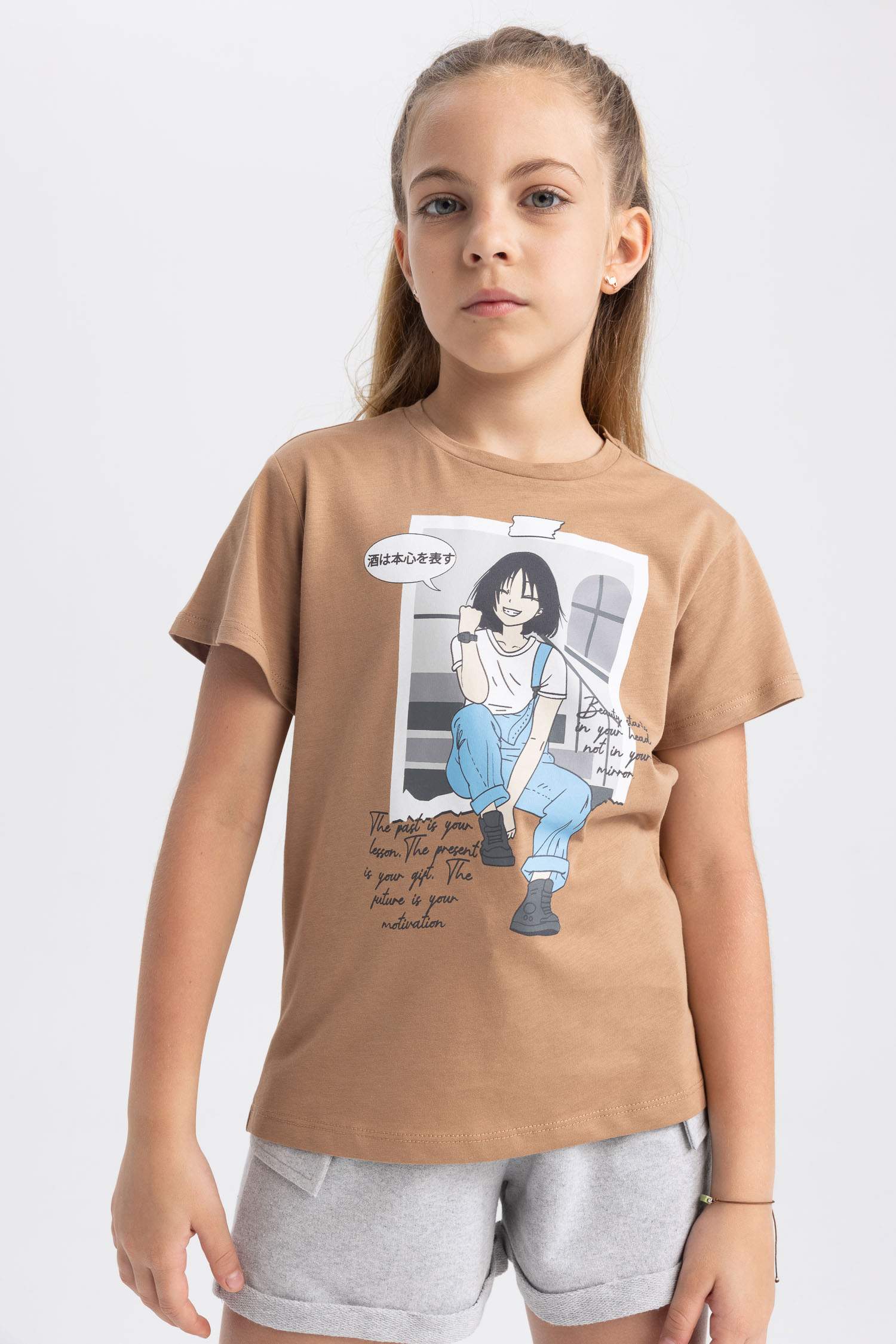 Girl Cargo Fit Sweatshirt Fabric Shorts