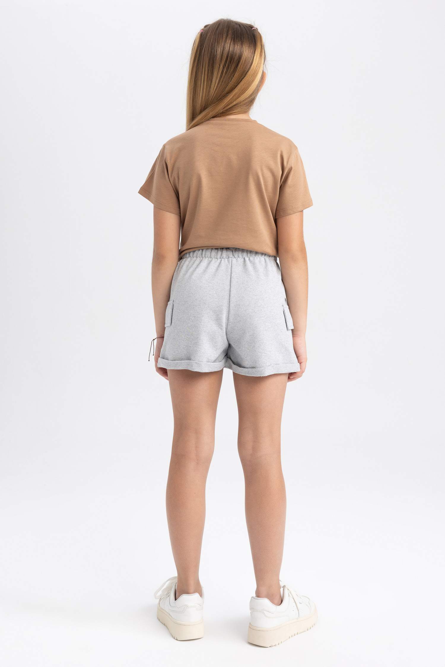 Girl Cargo Fit Sweatshirt Fabric Shorts