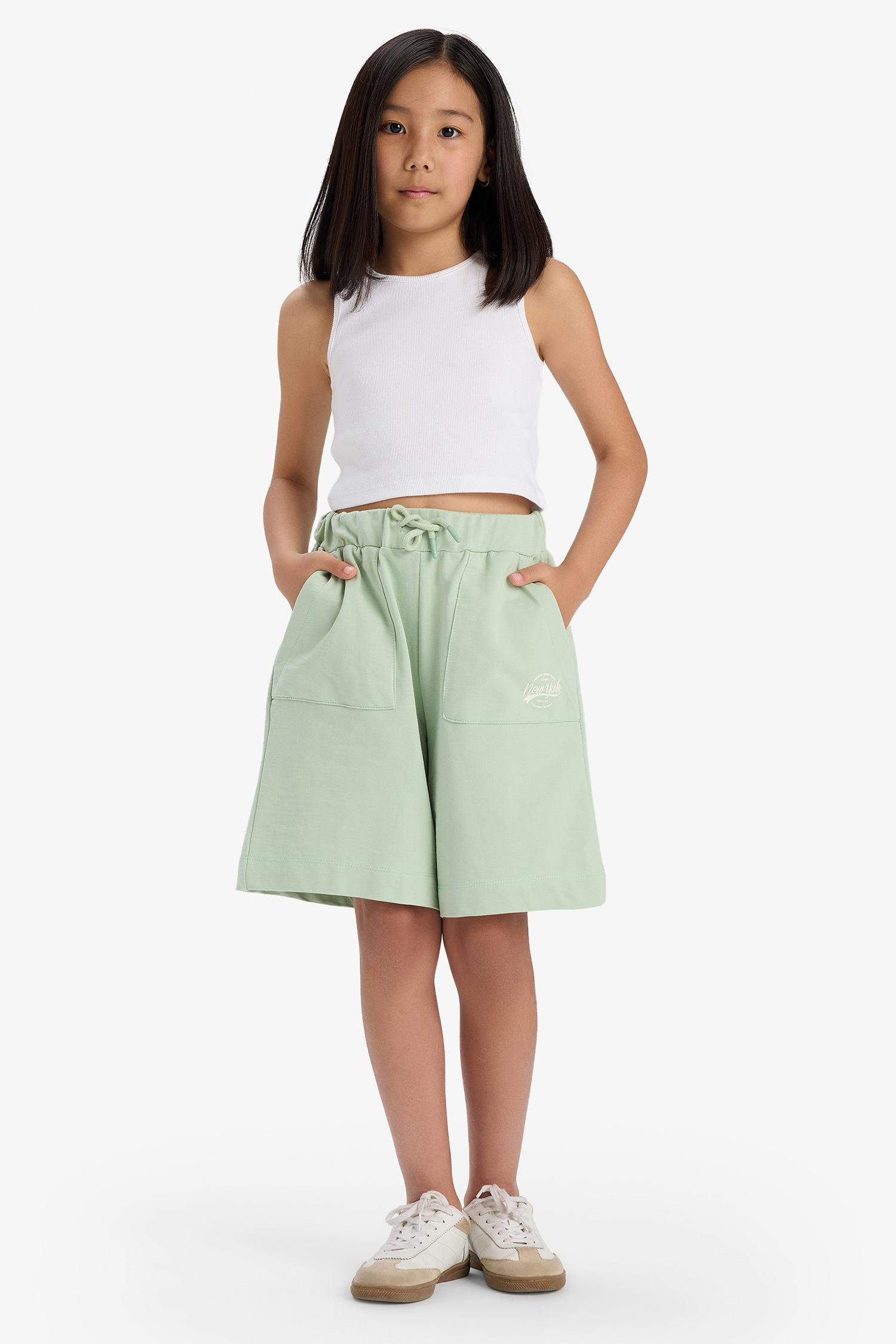 Kız Çocuk Beli Lastikli Basic Düz Şort