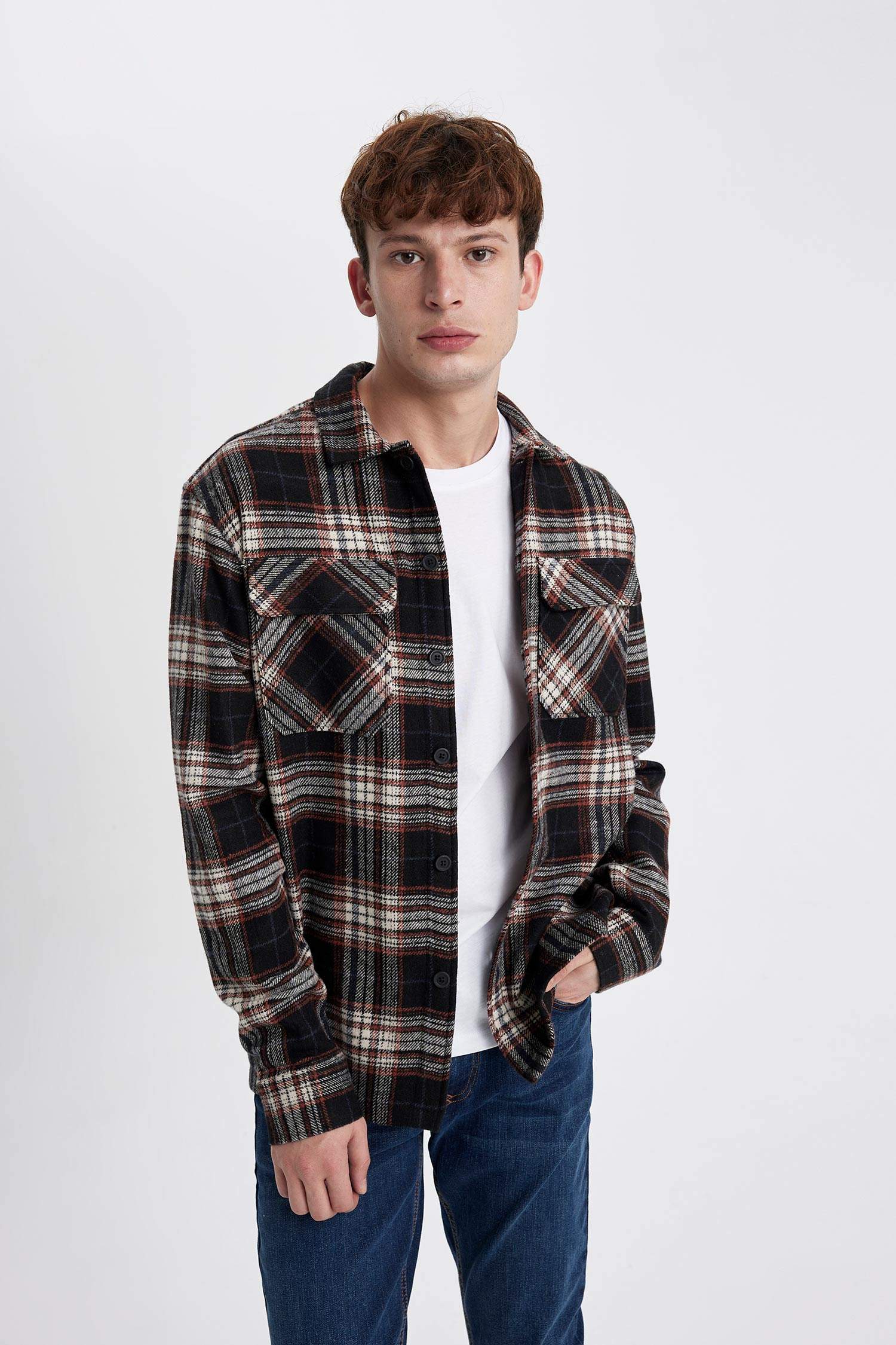 Relax Fit Plaid Lumberjack Long Sleeve Shirt