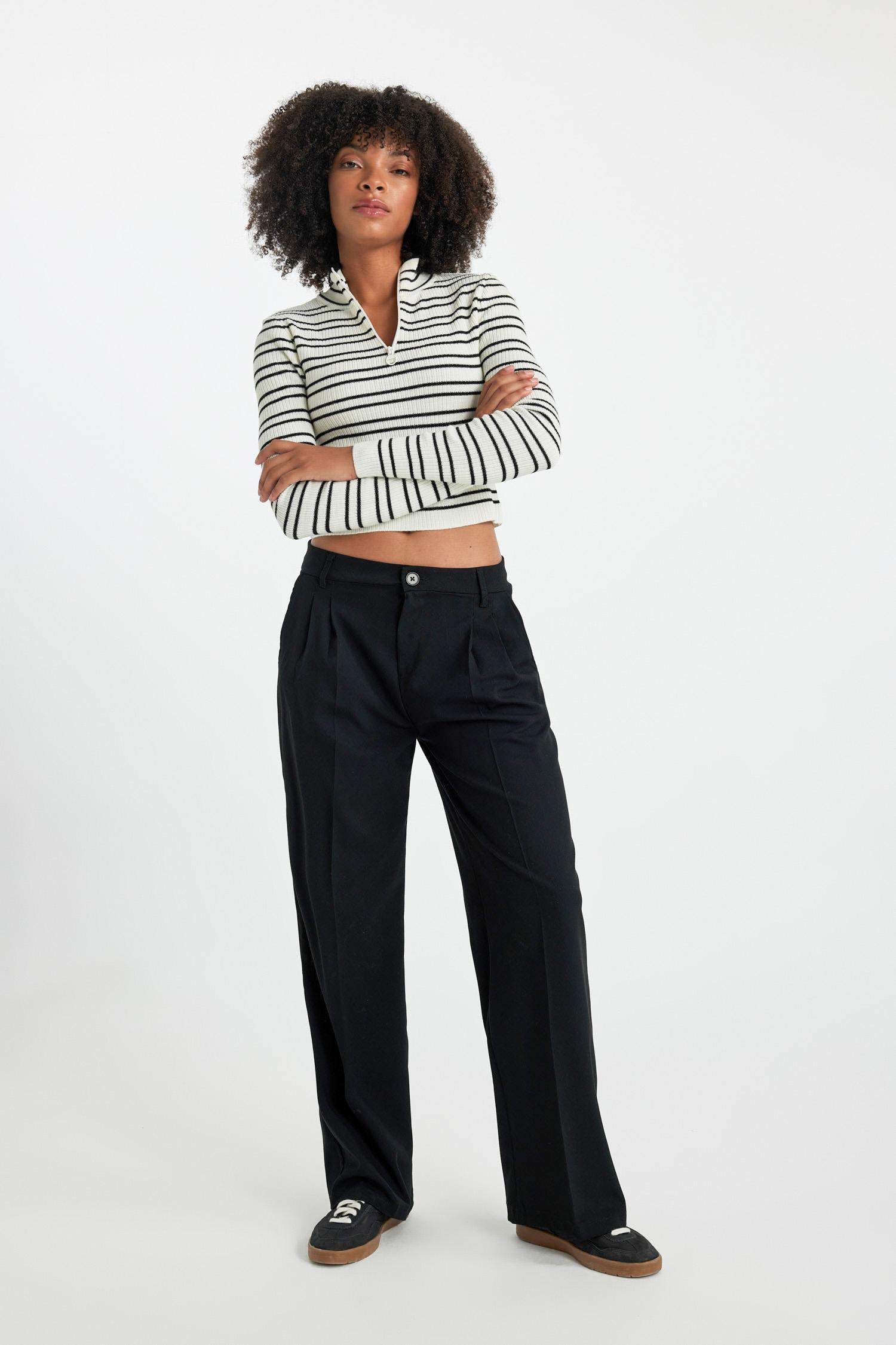 Wide Leg Three Pocket High Waist Standard Trousers