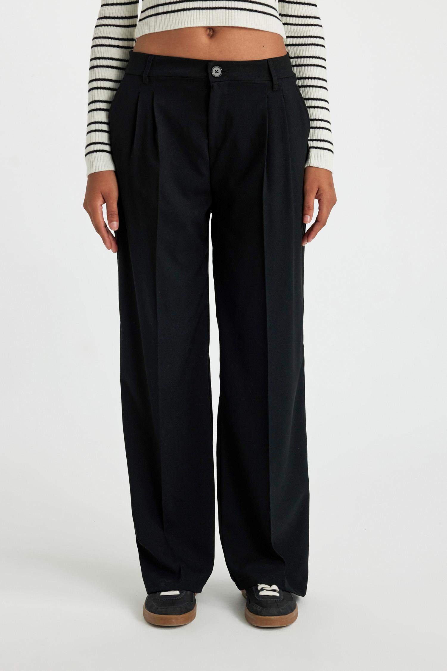 Wide Leg Three Pocket High Waist Standard Trousers