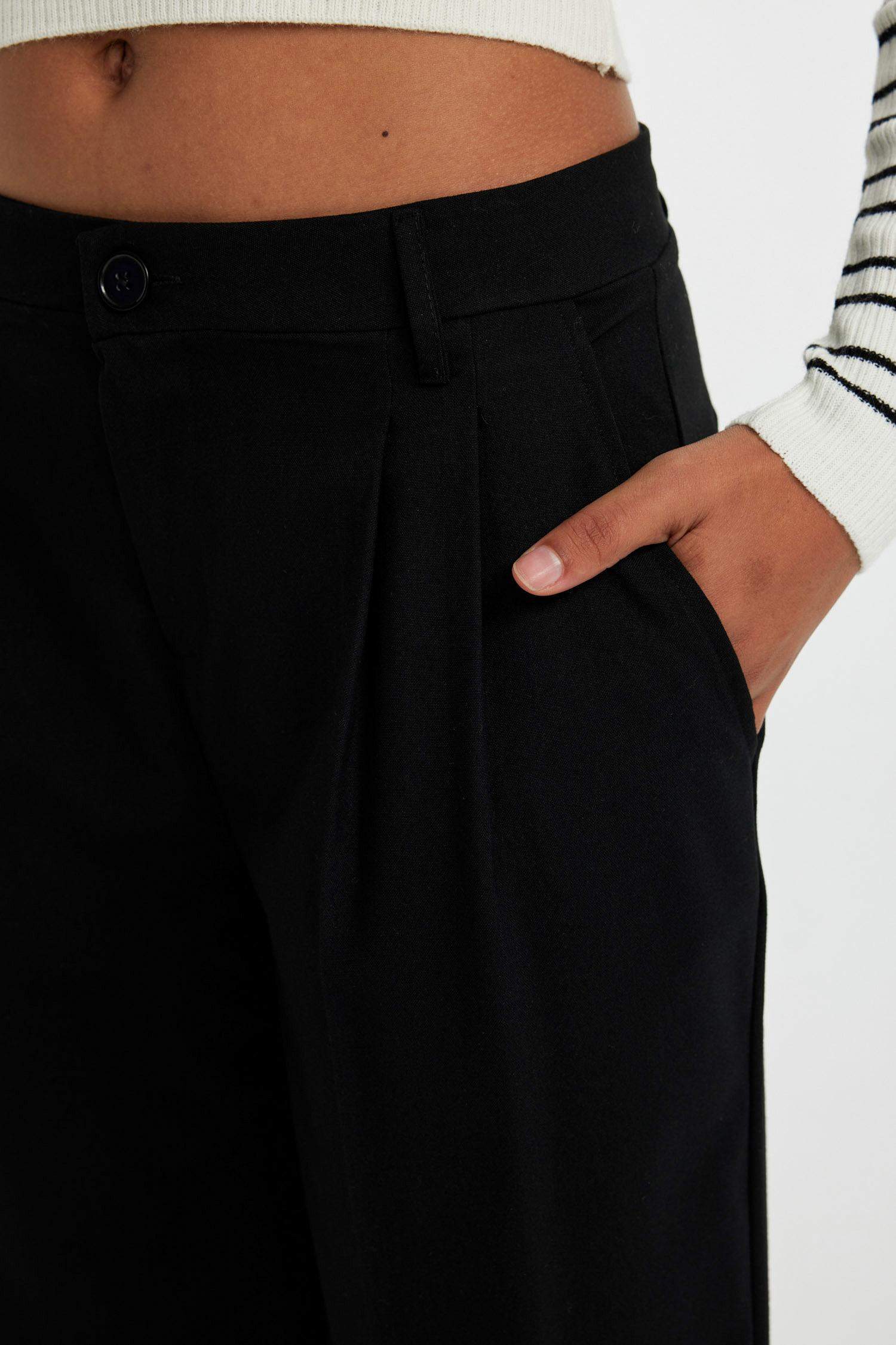 Wide Leg Three Pocket High Waist Standard Trousers