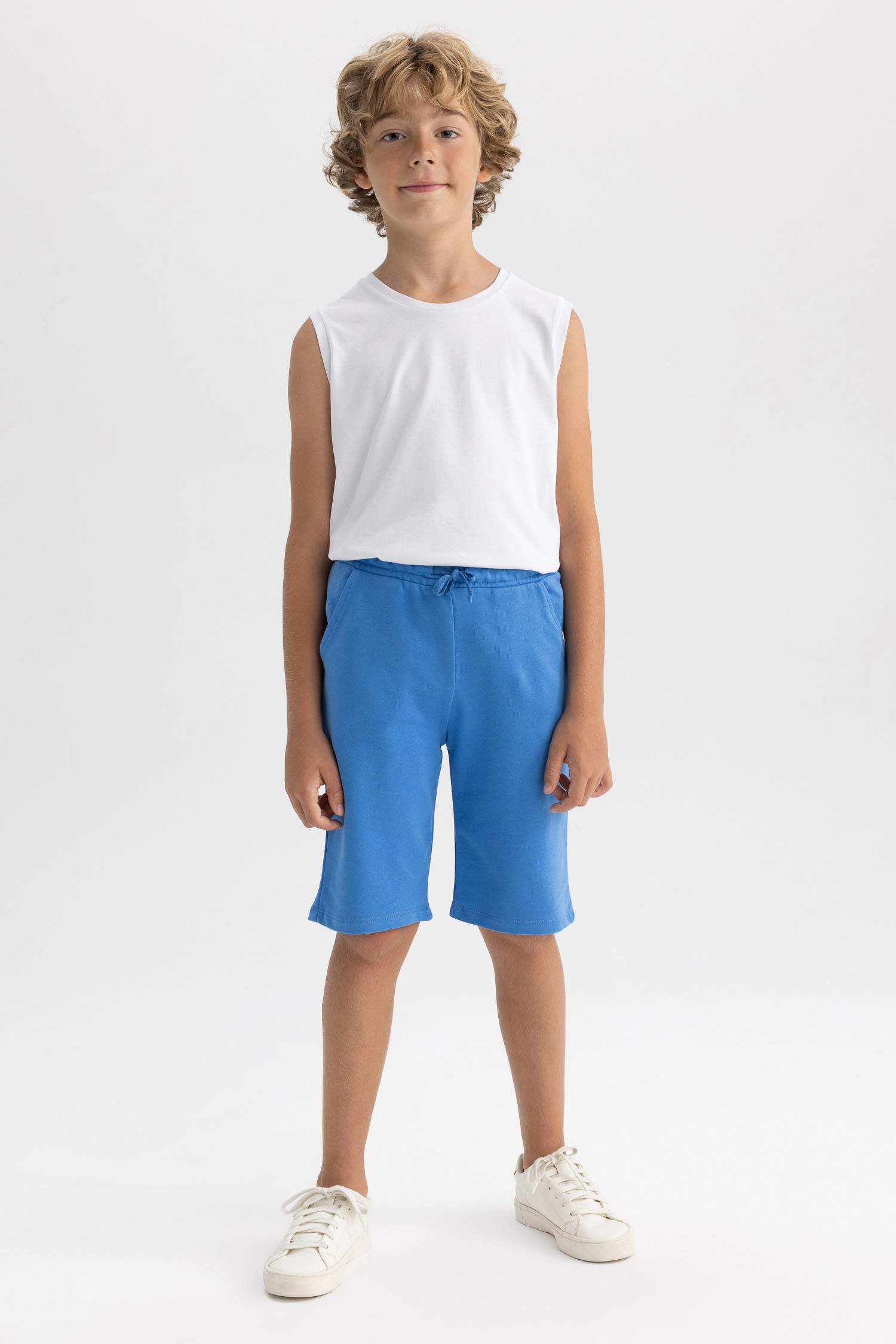 Erkek Çocuk Beli Lastikli Basic Düz Bermuda Şort
