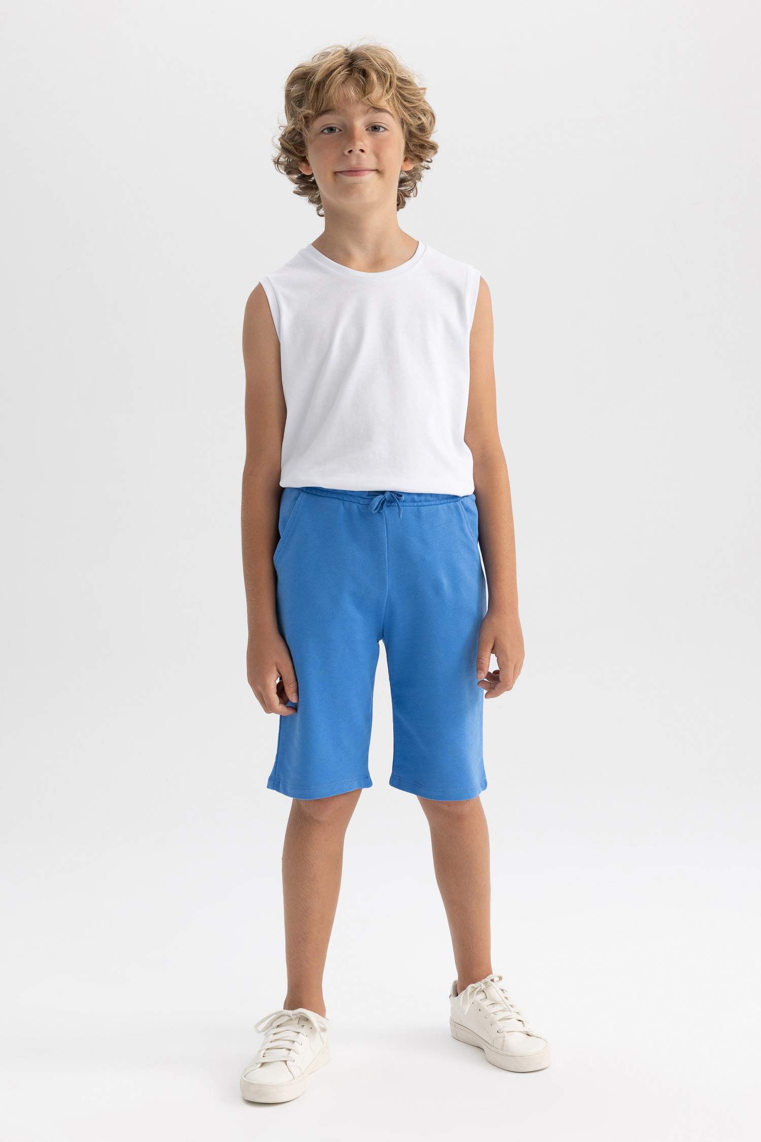 Erkek Çocuk Beli Lastikli Basic Düz Bermuda Şort