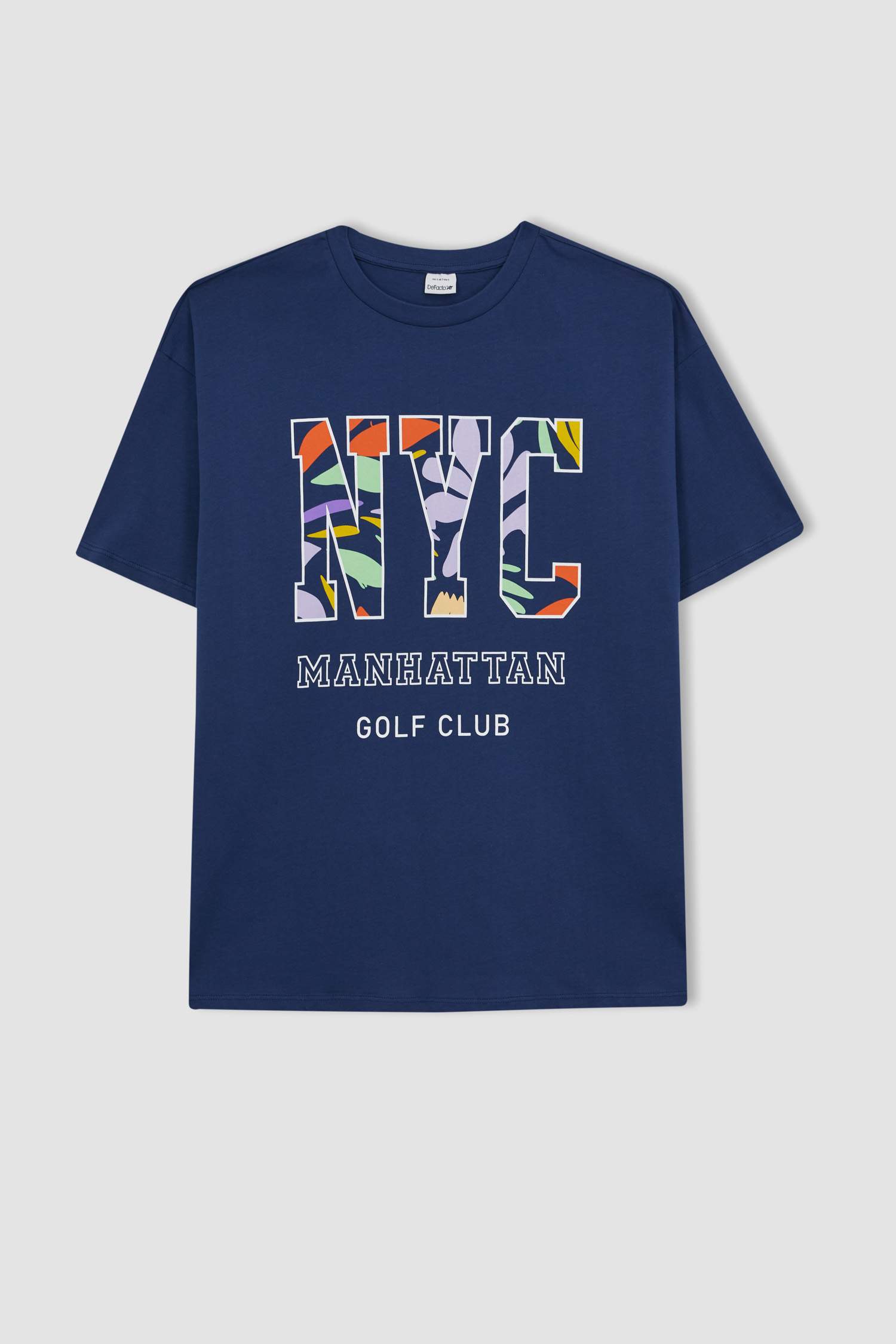 Oversize Fit Crew Neck Slogan Short Sleeve T-Shirt