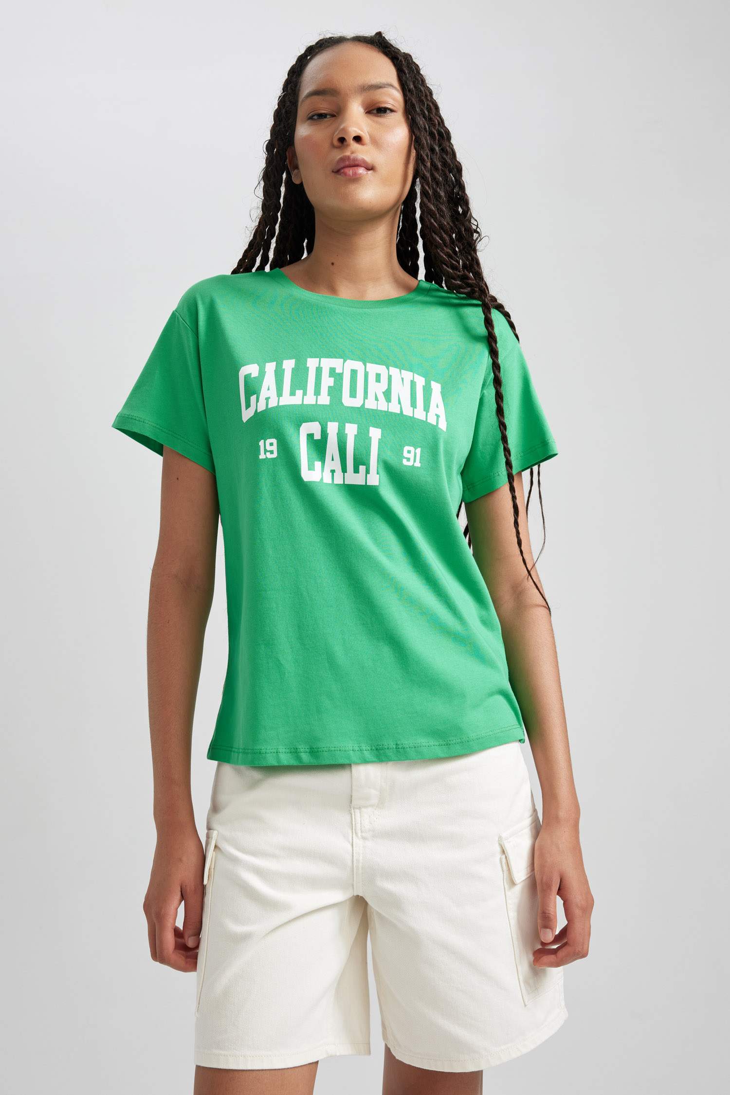 Regular Fit Bisiklet Yaka Baskılı Kısa Kollu %100 Pamuk Tişört