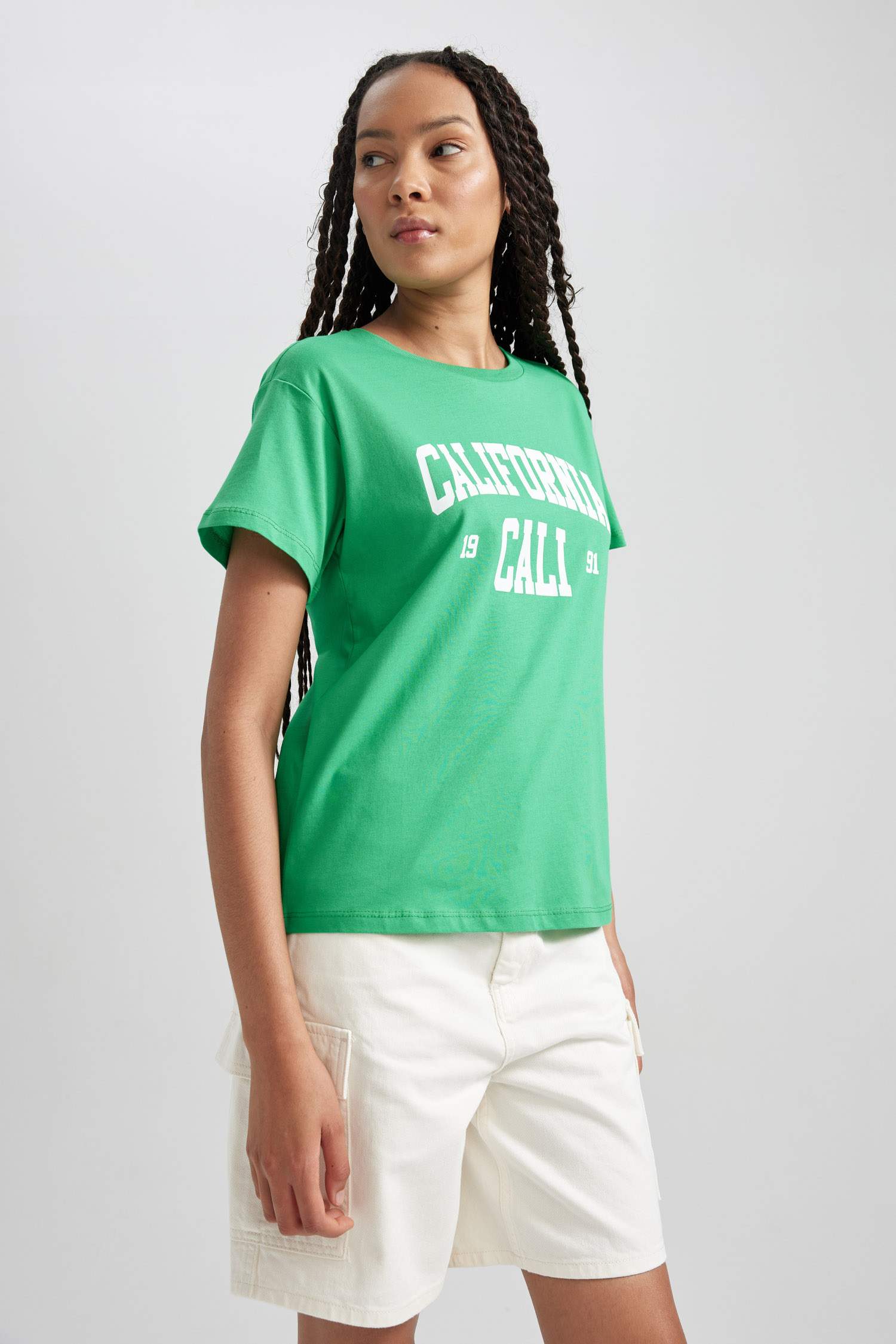 Regular Fit Bisiklet Yaka Baskılı Kısa Kollu %100 Pamuk Tişört