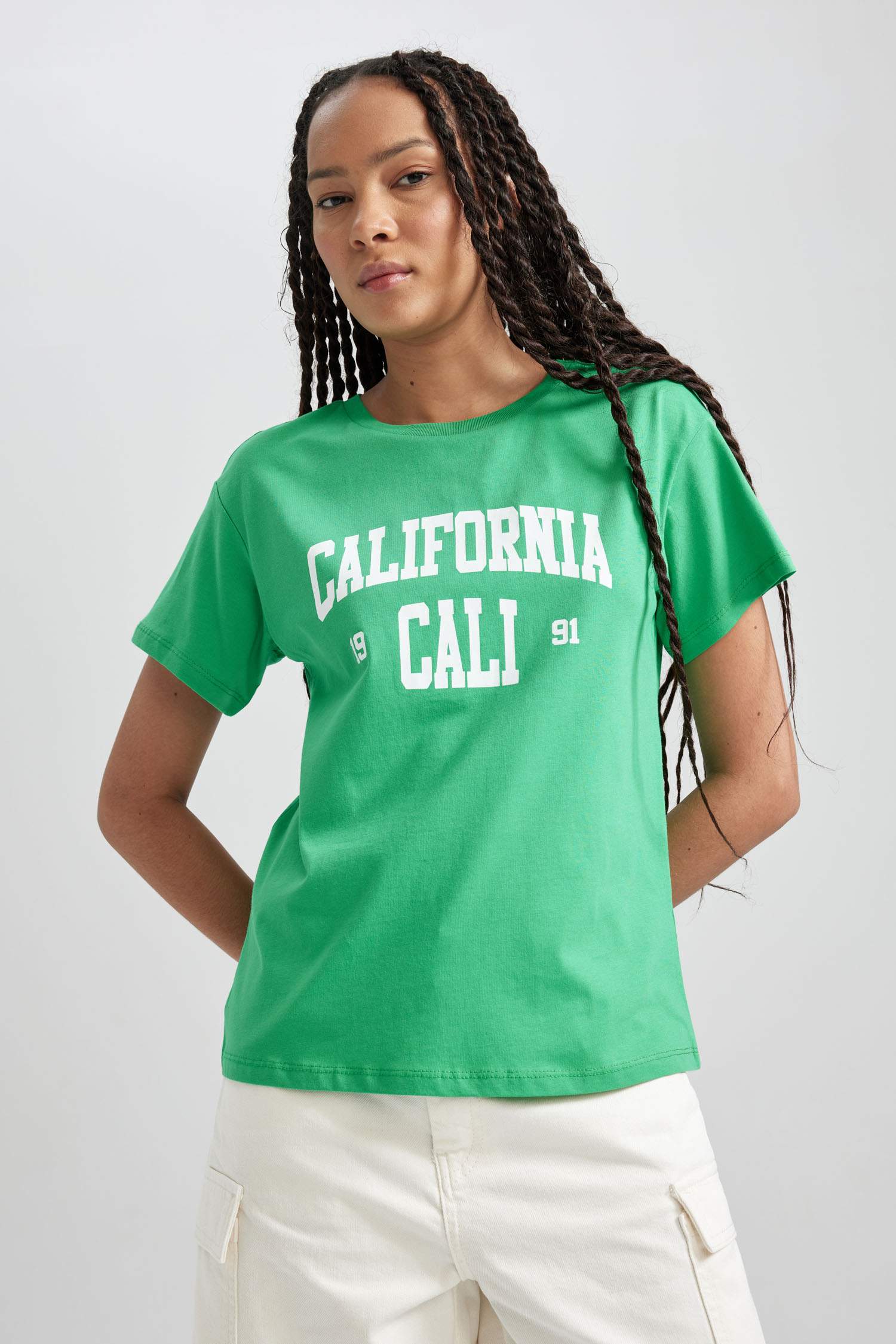 Regular Fit Bisiklet Yaka Baskılı Kısa Kollu %100 Pamuk Tişört