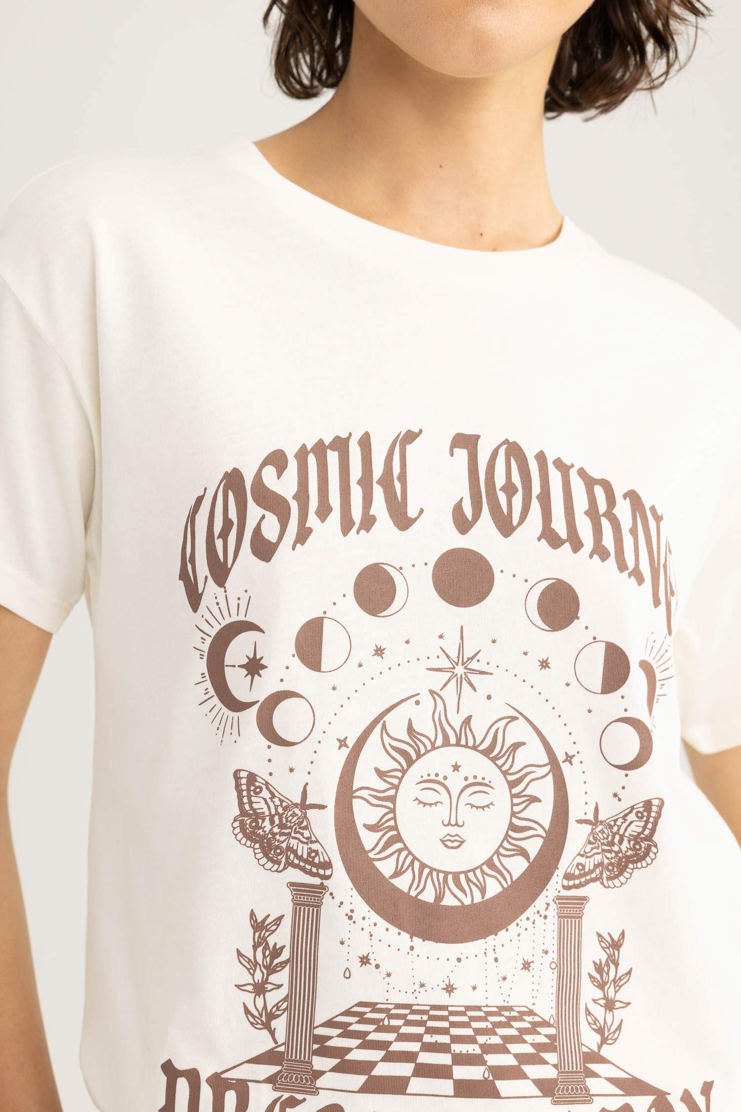 Regular Fit Bisiklet Yaka Baskılı Kısa Kollu %100 Pamuk Tişört