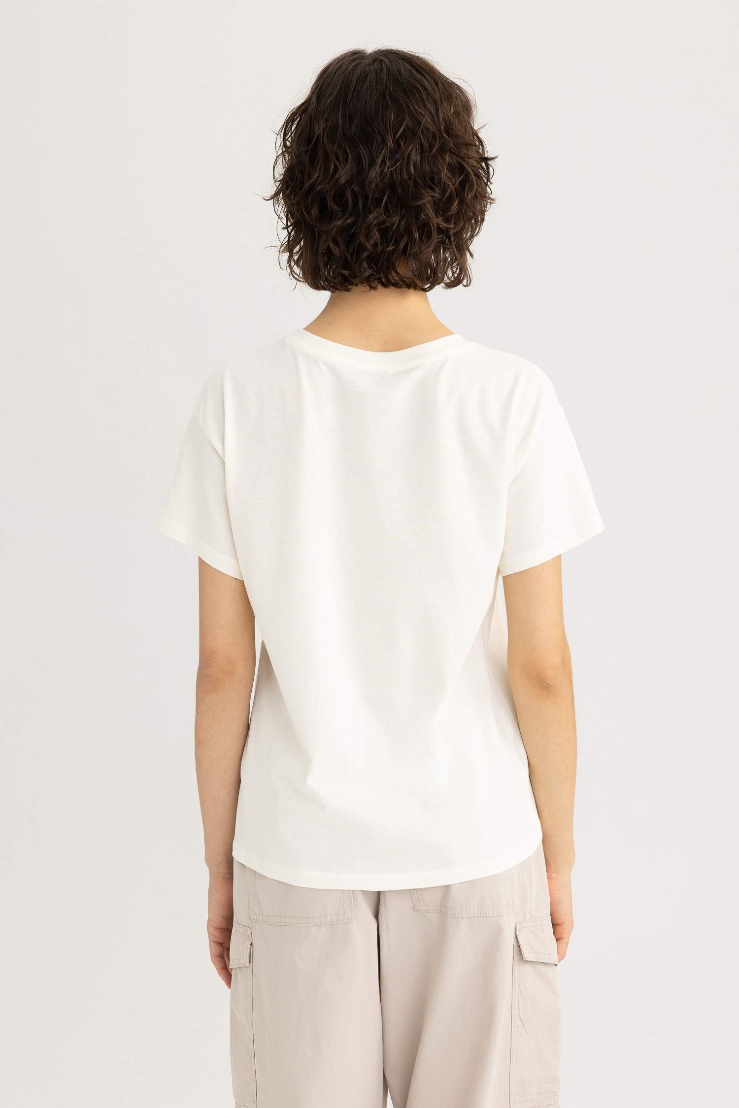 Regular Fit Bisiklet Yaka Baskılı Kısa Kollu %100 Pamuk Tişört