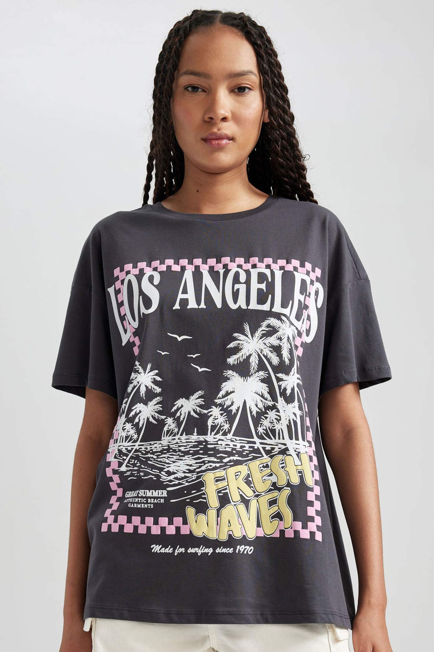 تيشيرت قطن اوفر سايز مطبوع نص ردن