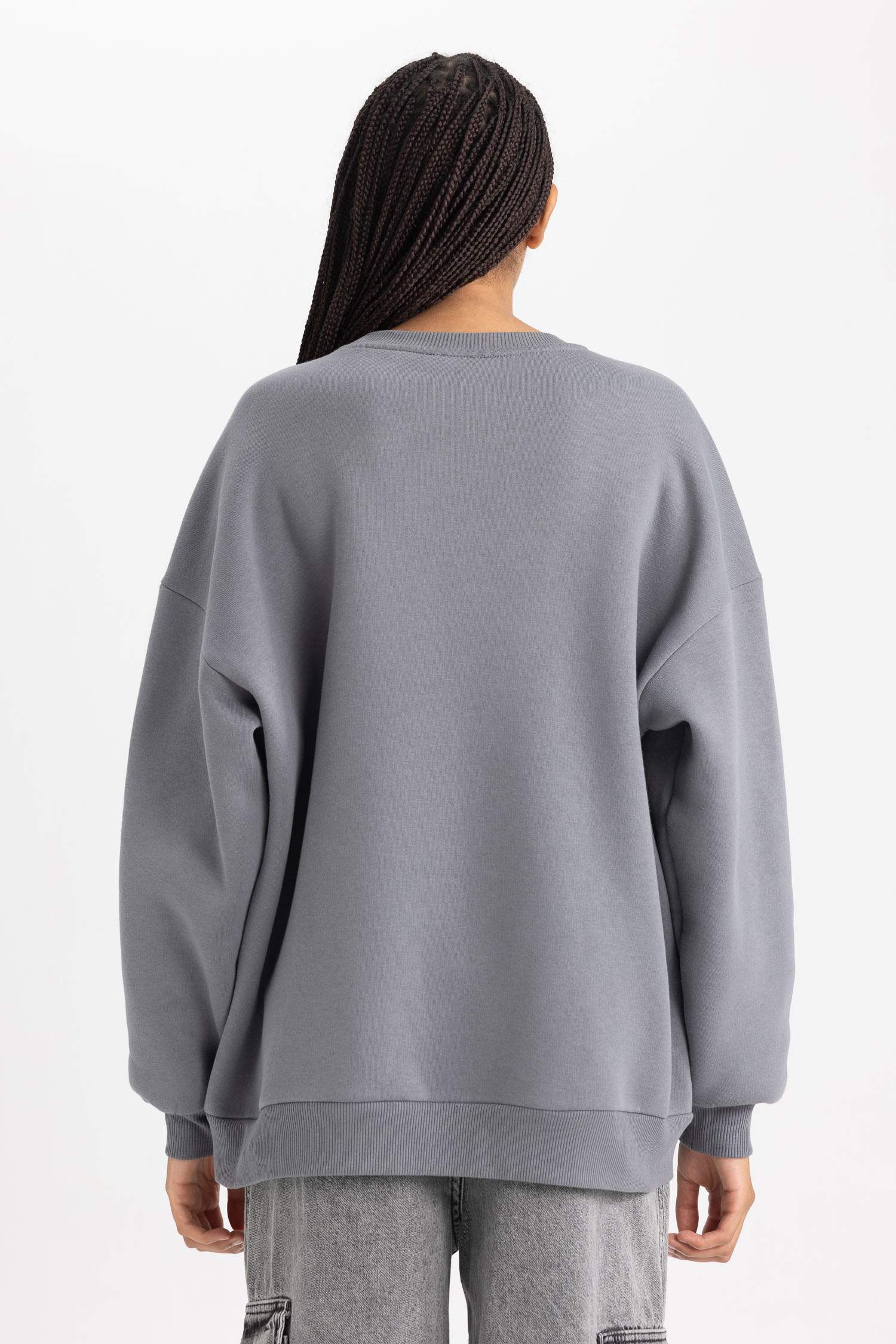 Свитшот оверсайз с круглым вырезом с принтом из плотной ткани для женщин