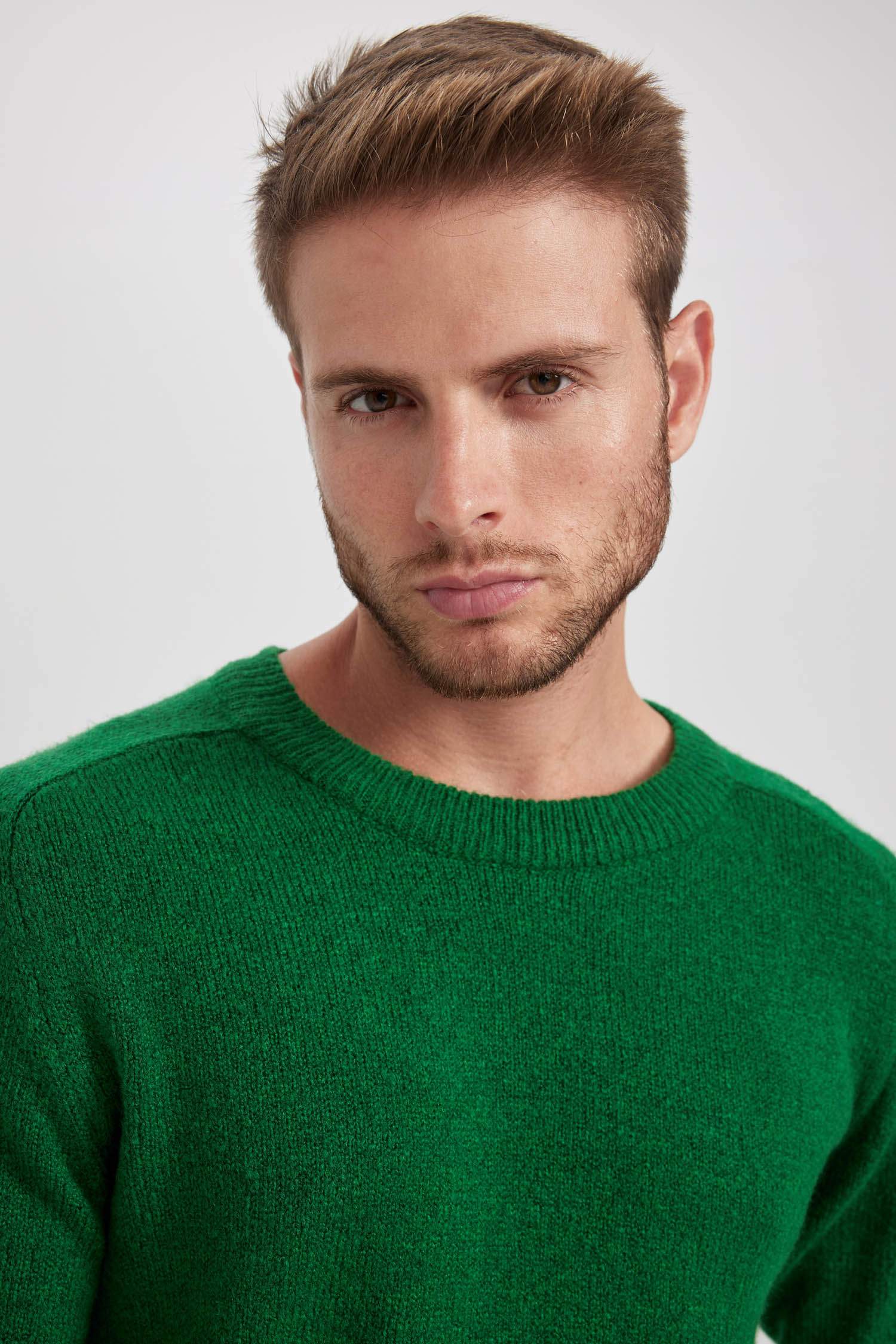 Standard Fit Crew Neck Basic Knitted Pullover