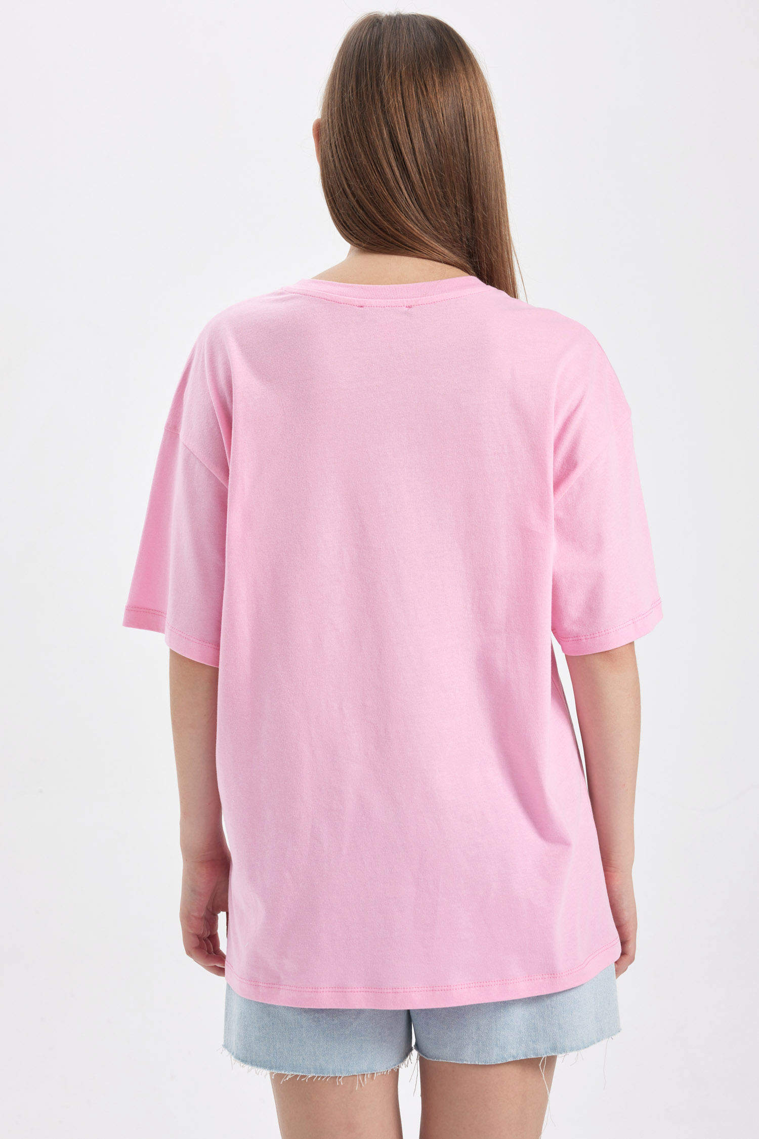 Fit Short DeFacto T-Shirt Woman Pink Oversize 2941782 Licensed | Sleeve Barbie