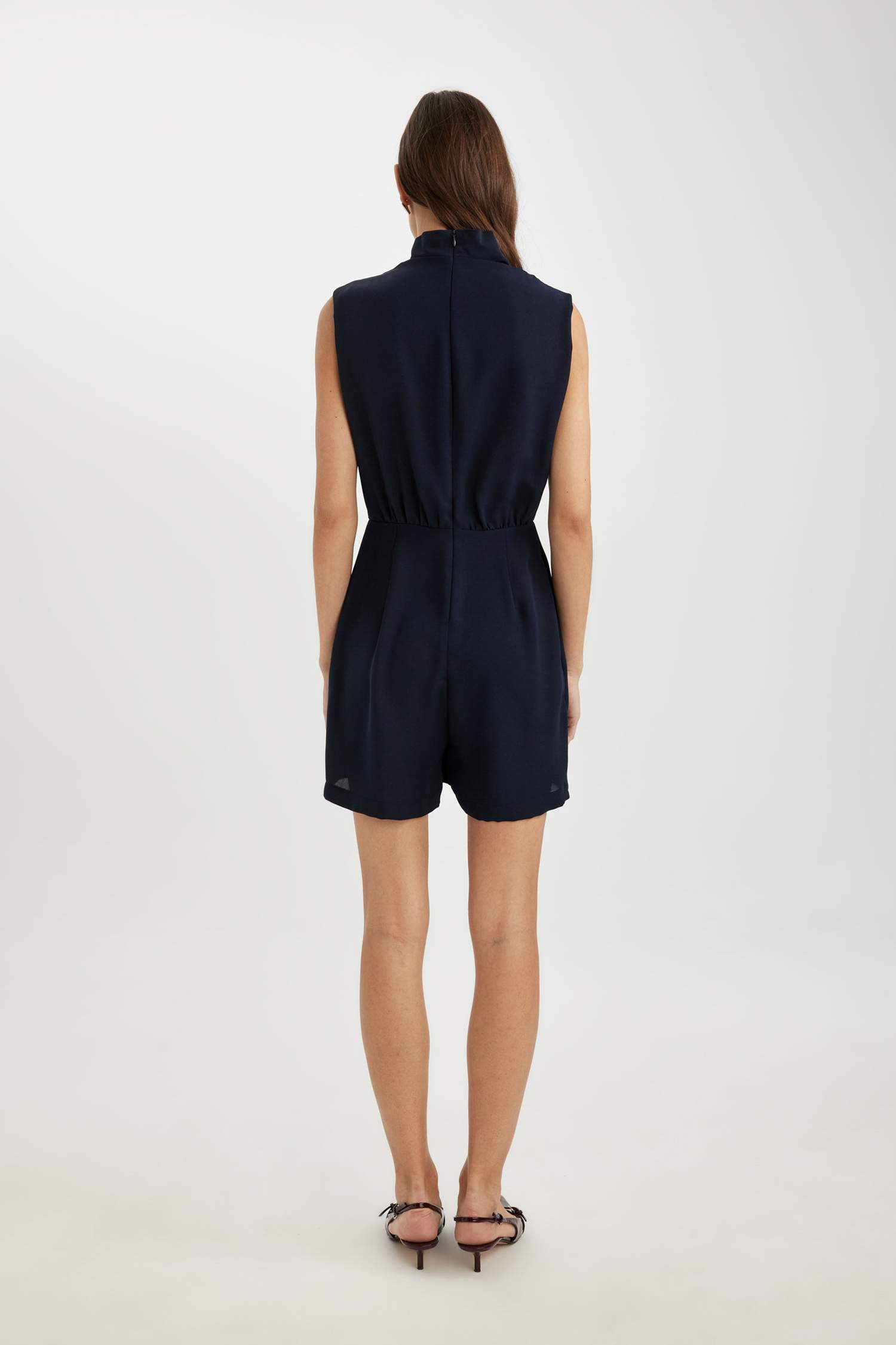 Scoop Neck Crepe Sleeveless Jumpsuit