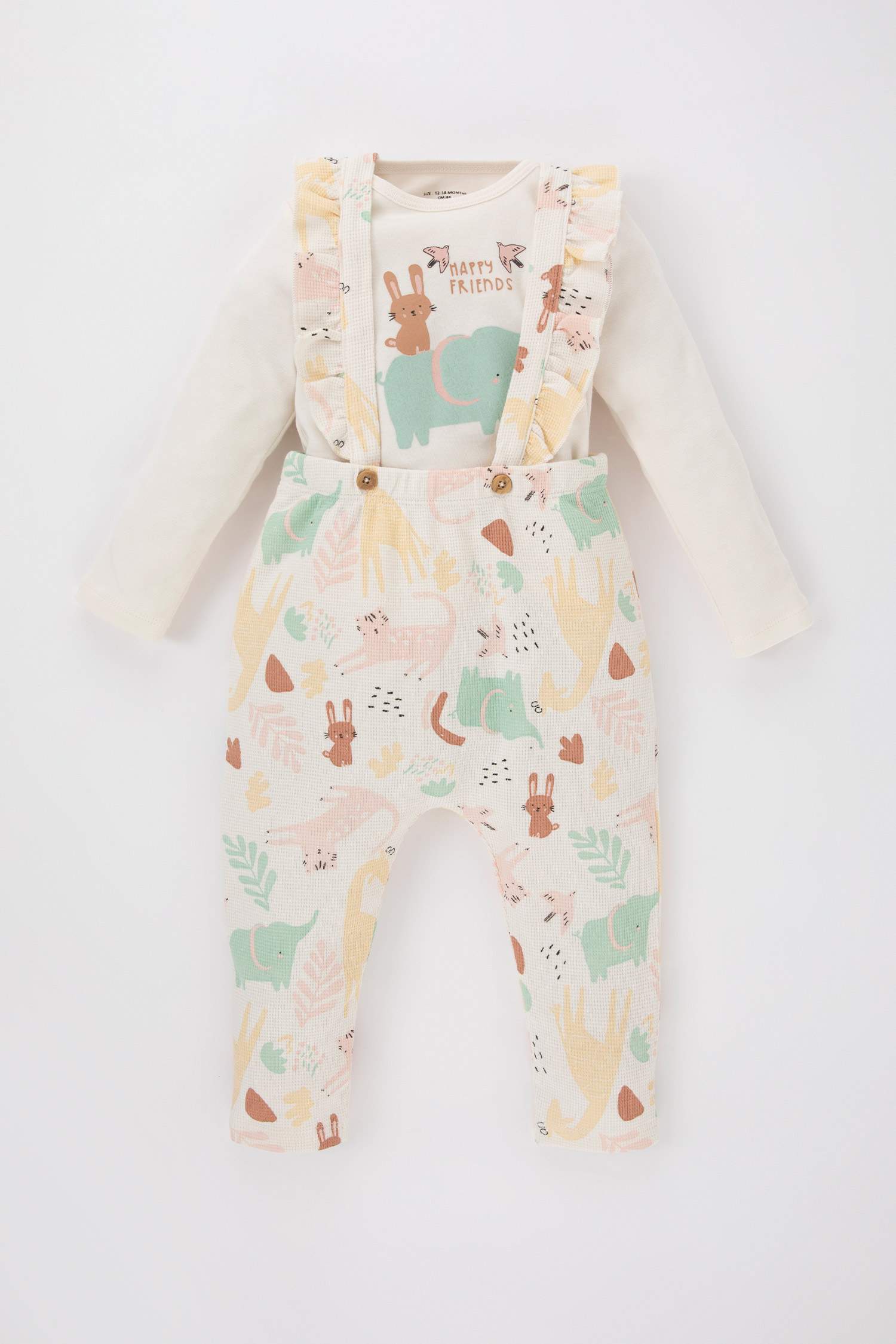 طقم بناتي جمبسوت مطبوع وتيشيرت كم طويل - قطعتين