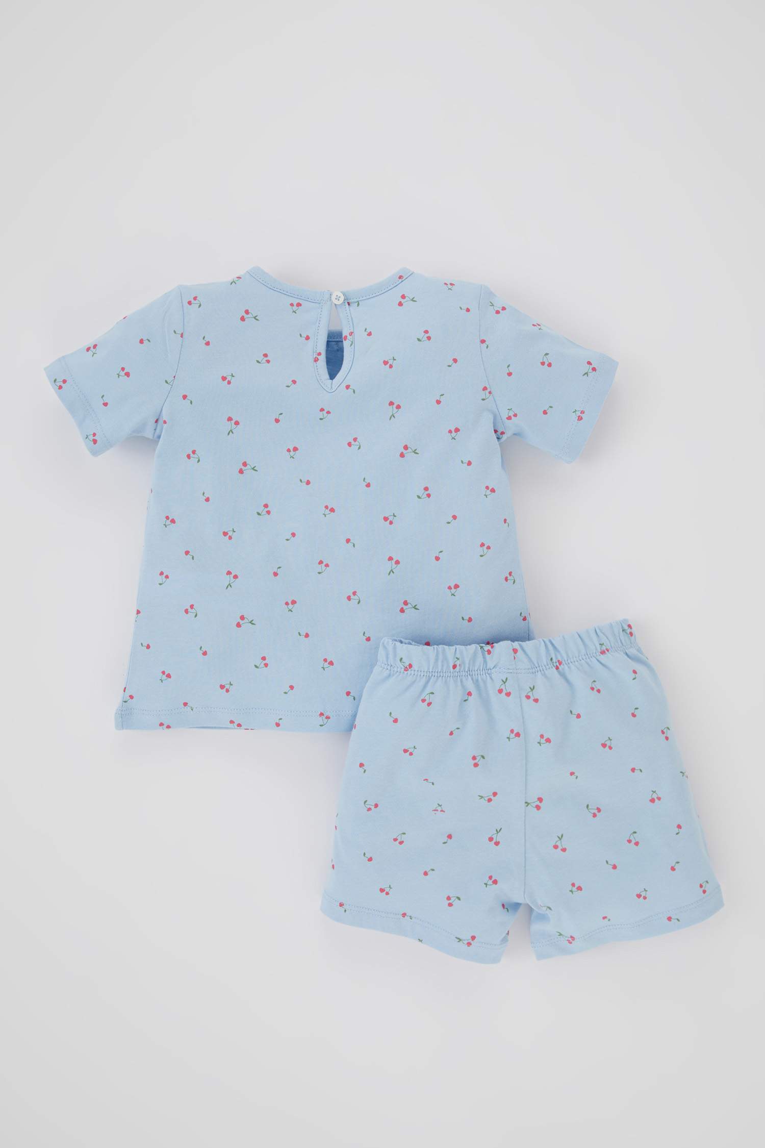 طقم بيجاما بناتي فلورال بياقة مستديرة - قطعتين