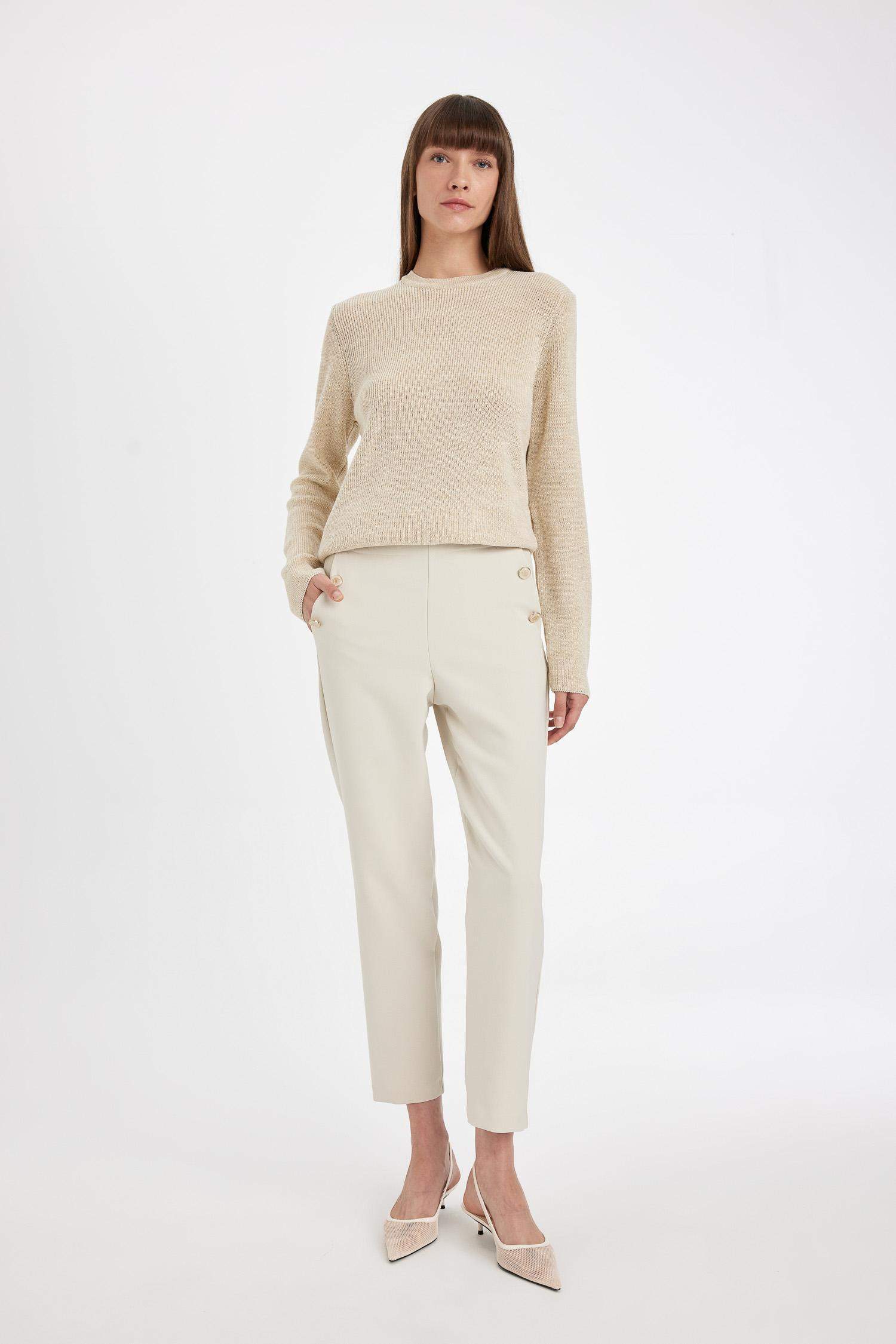 بنطلون كاروت فيت بجيب وخصر عالي