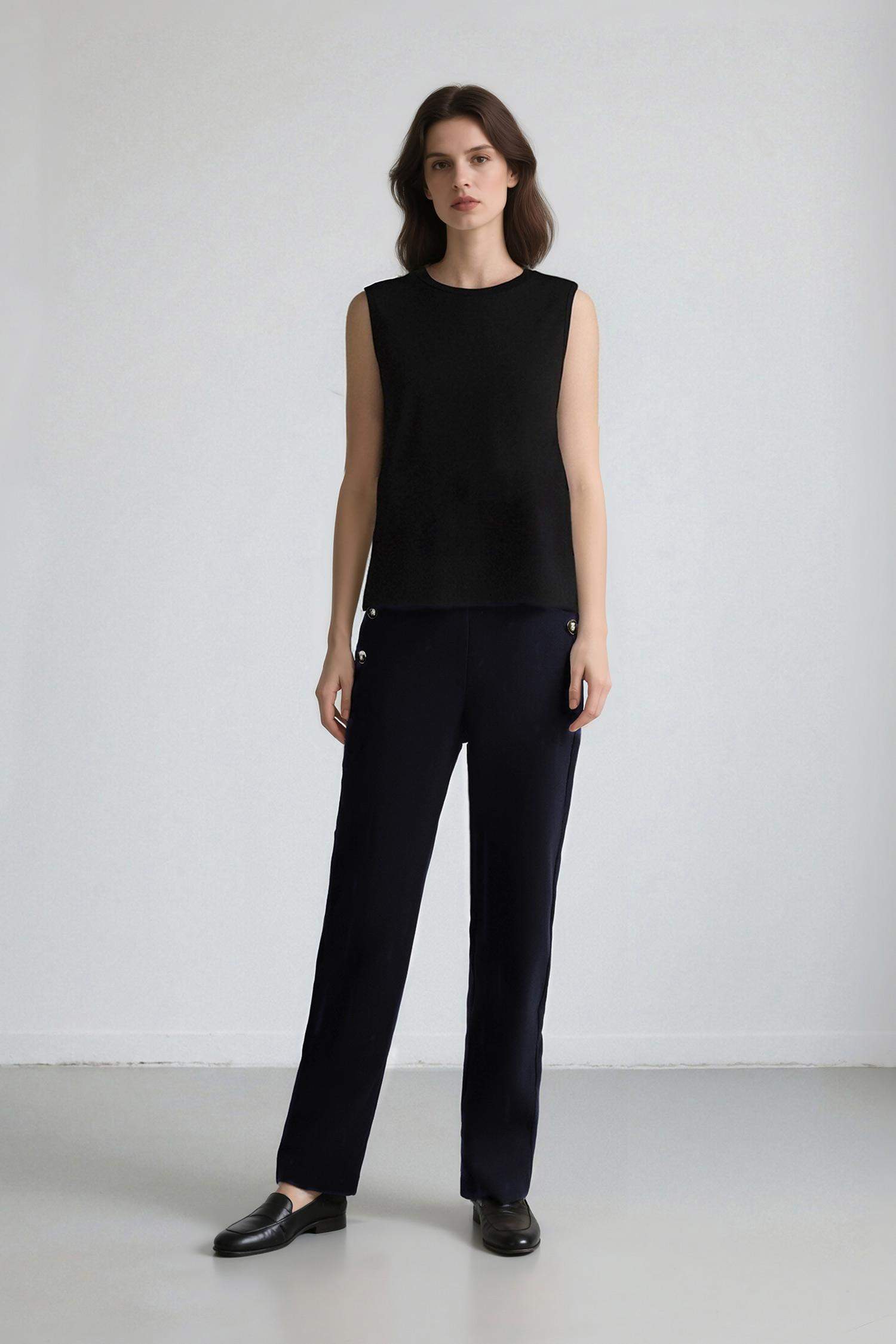 Carrot Fit Basic High Waist Straight Leg Trousers