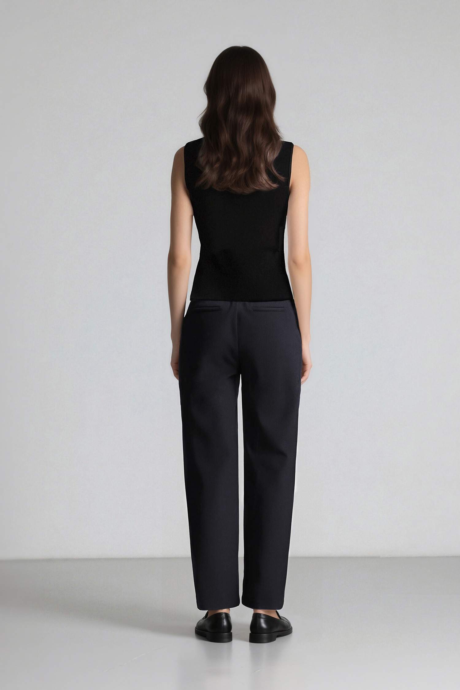 Carrot Fit Basic High Waist Straight Leg Trousers