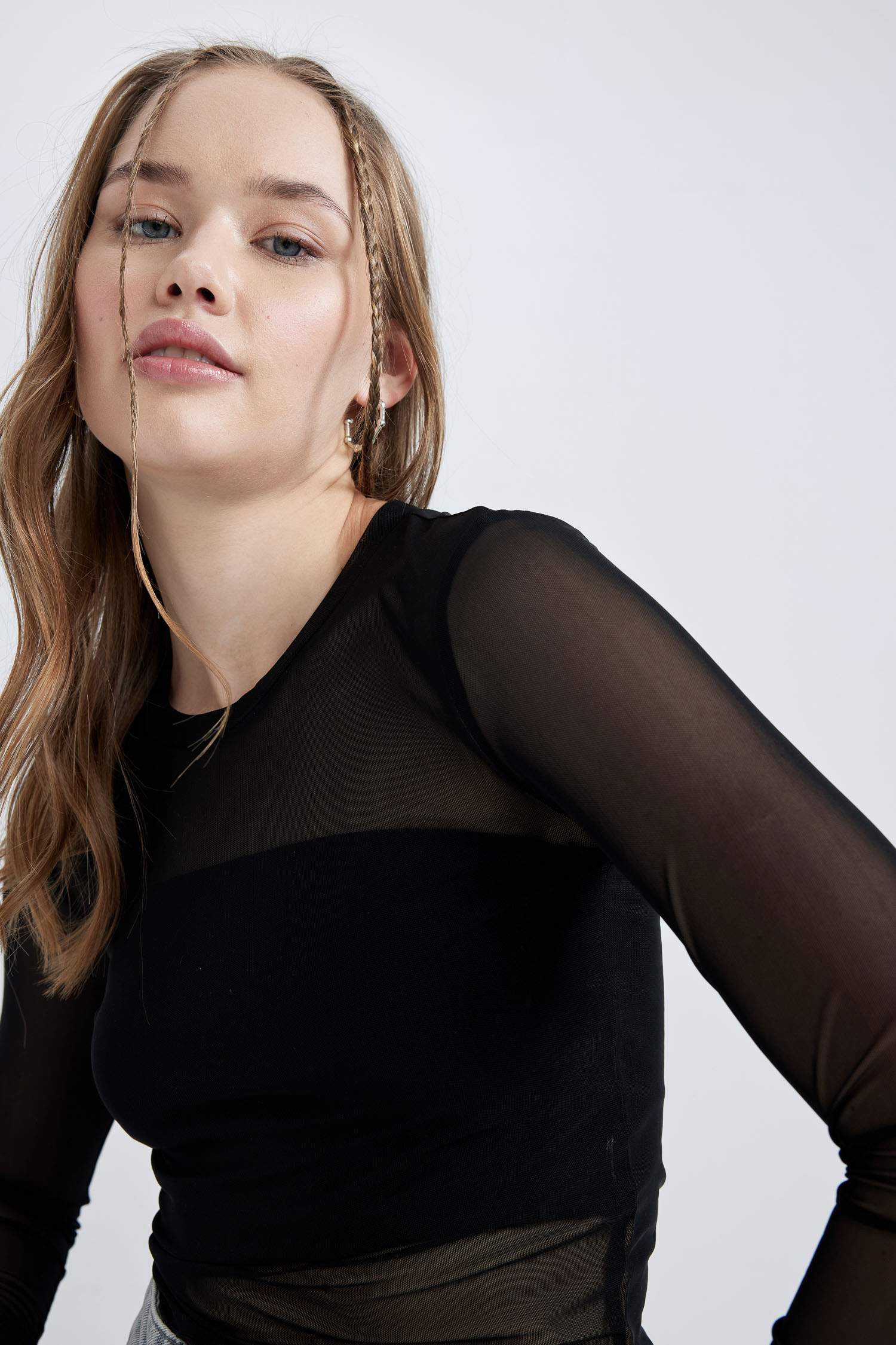 Coool Fitted Tül Uzun Kollu Tişört