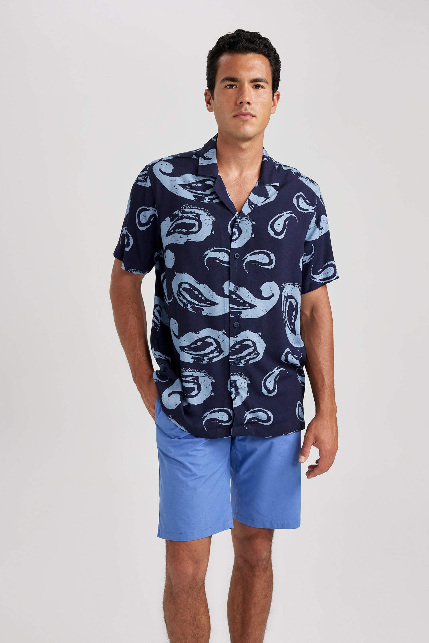 AM-3054 / Cotton Wool-Shortsleeve Relax Shirt