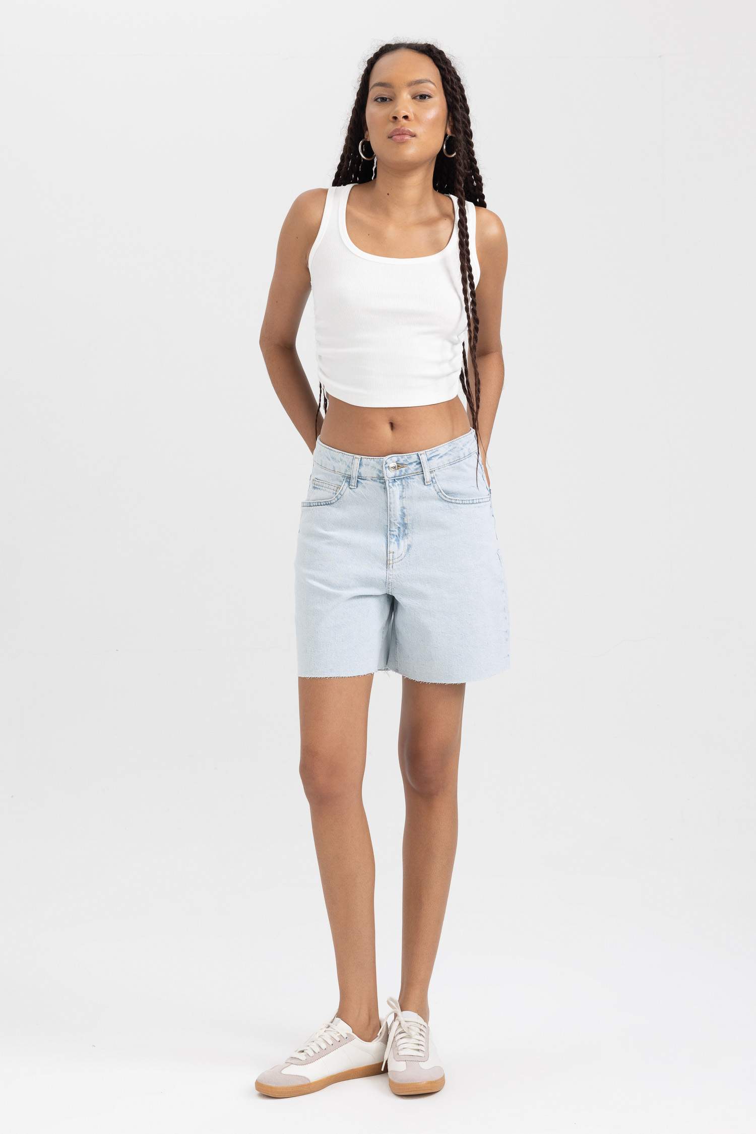 Denim Normal Waist Bermuda
