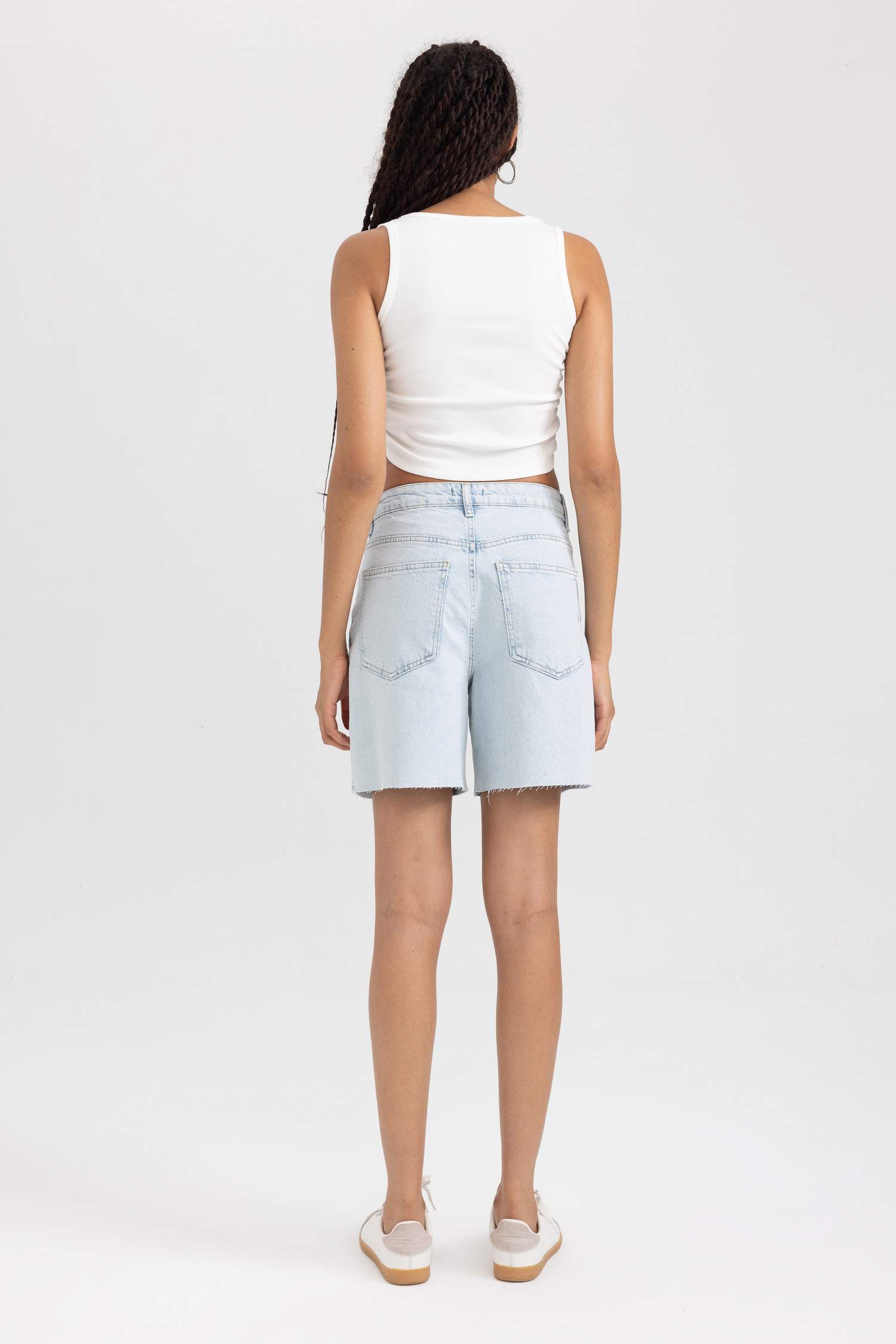 Denim Normal Waist Bermuda