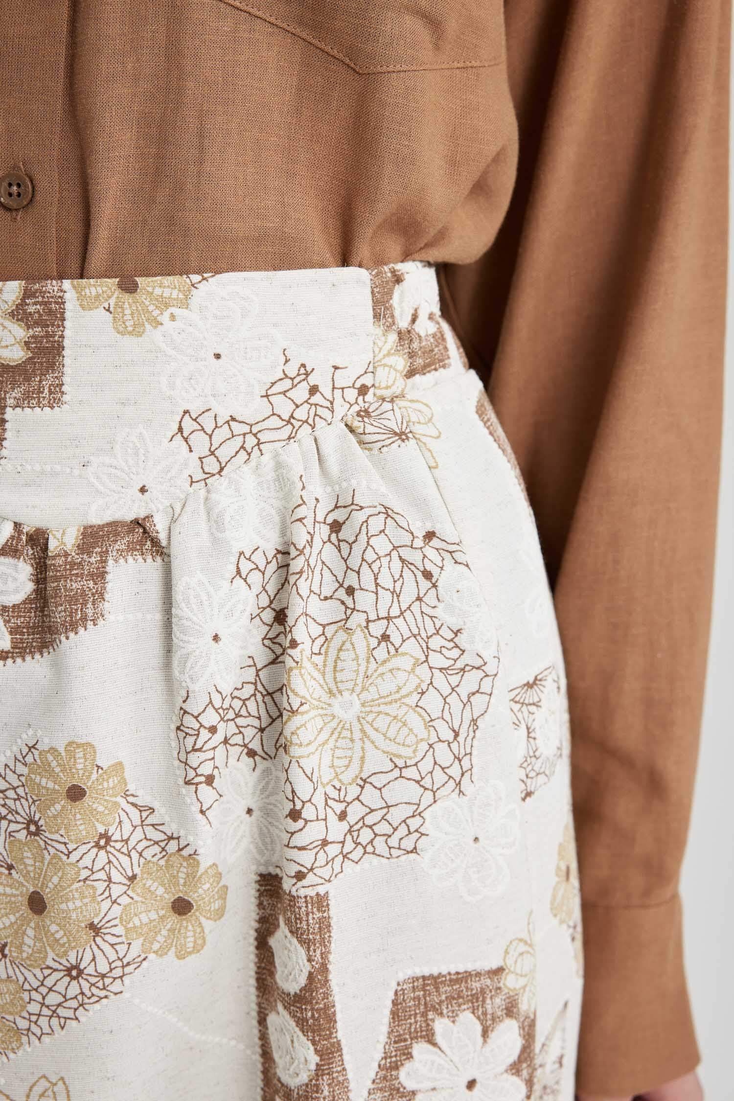 Юбка Вышитый принт из льна для женщин