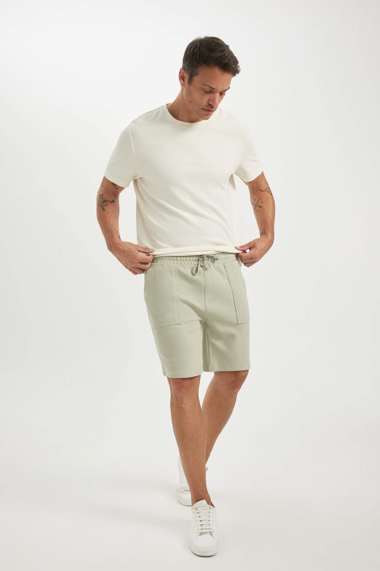 Slim Fit Elastic Waisted Shorts